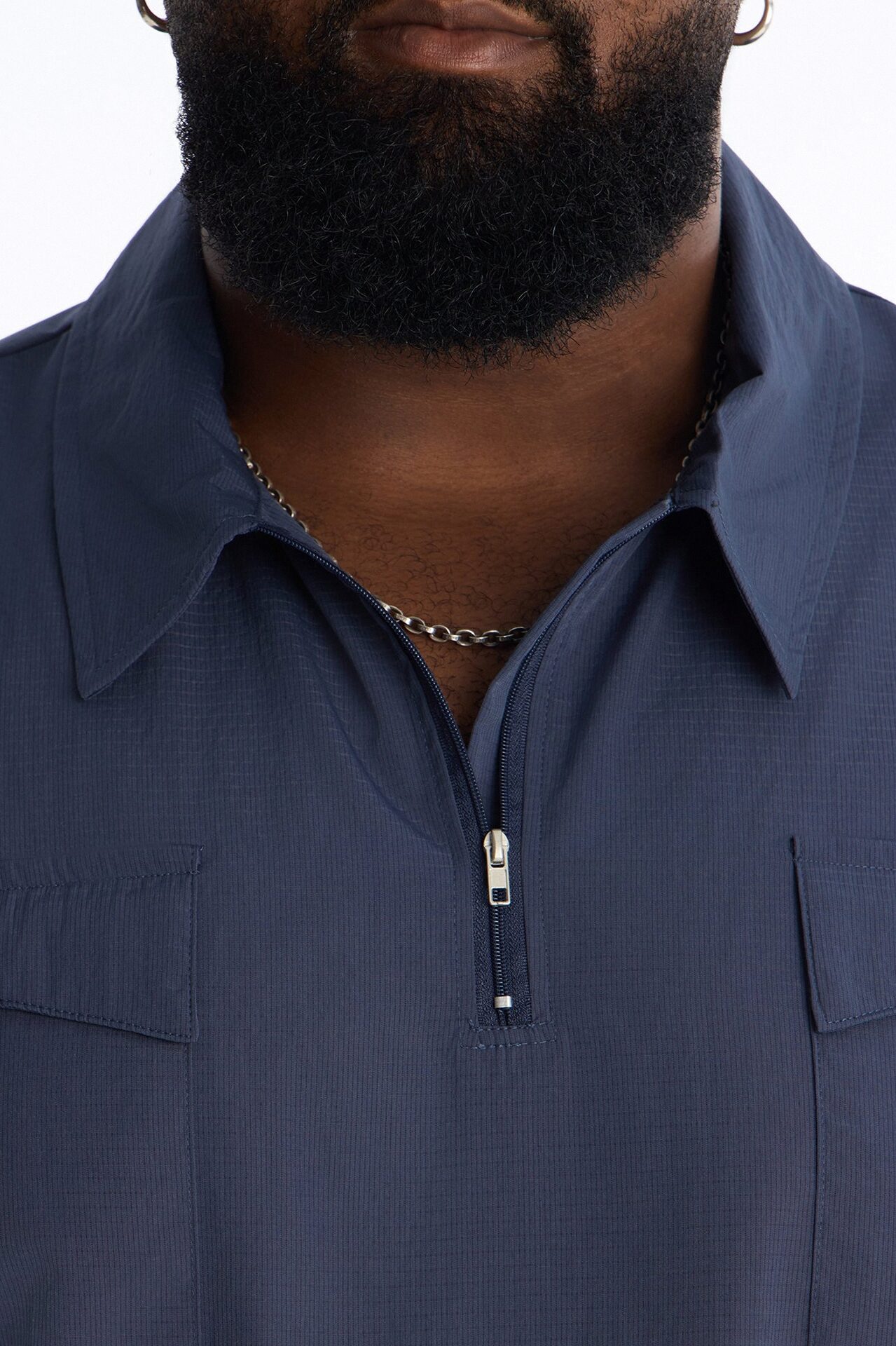 Gable Pocket Quarter Zip Polo - Navy