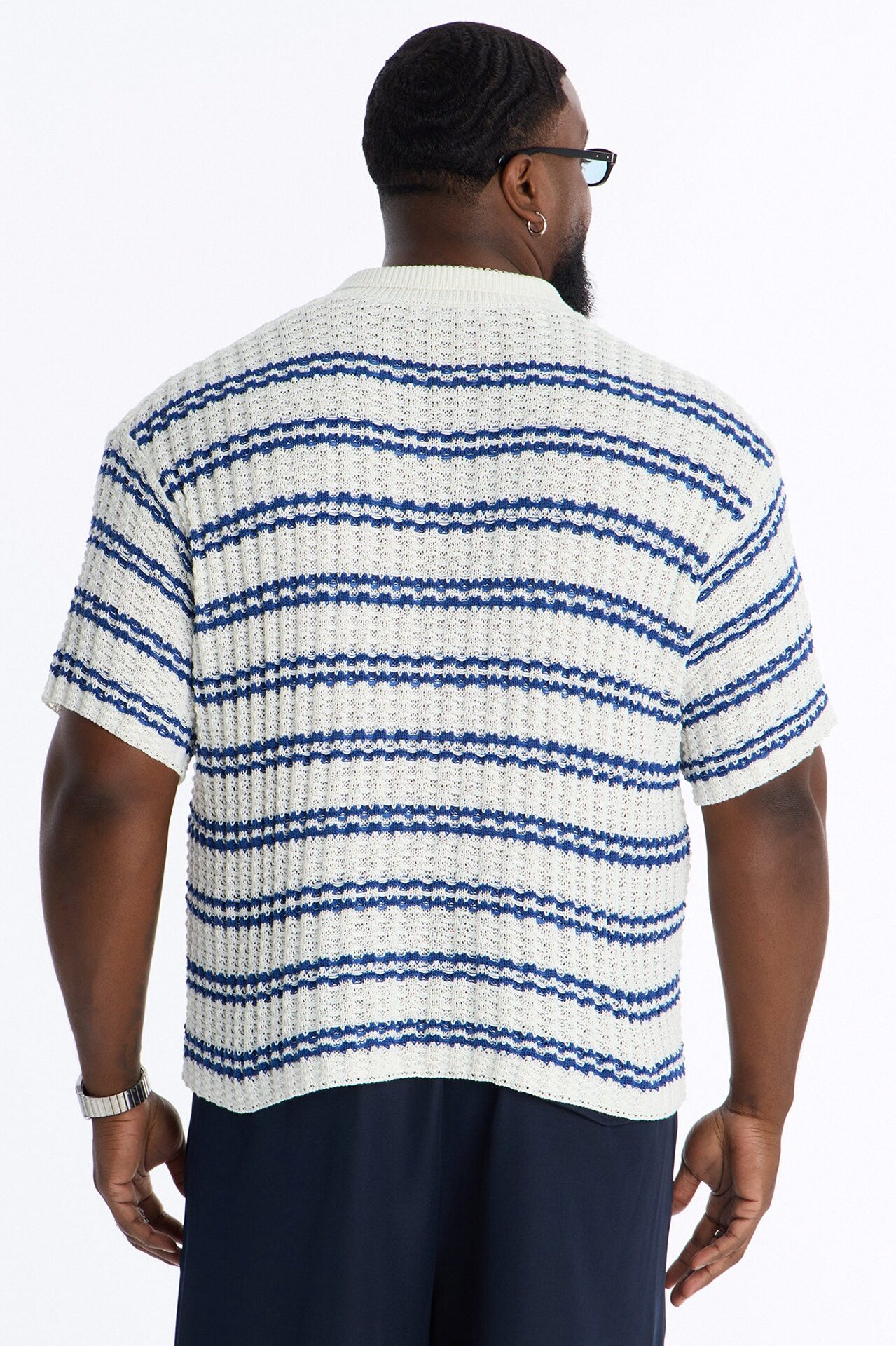 Static Stripe Johnny Collar Polo - Blue/combo