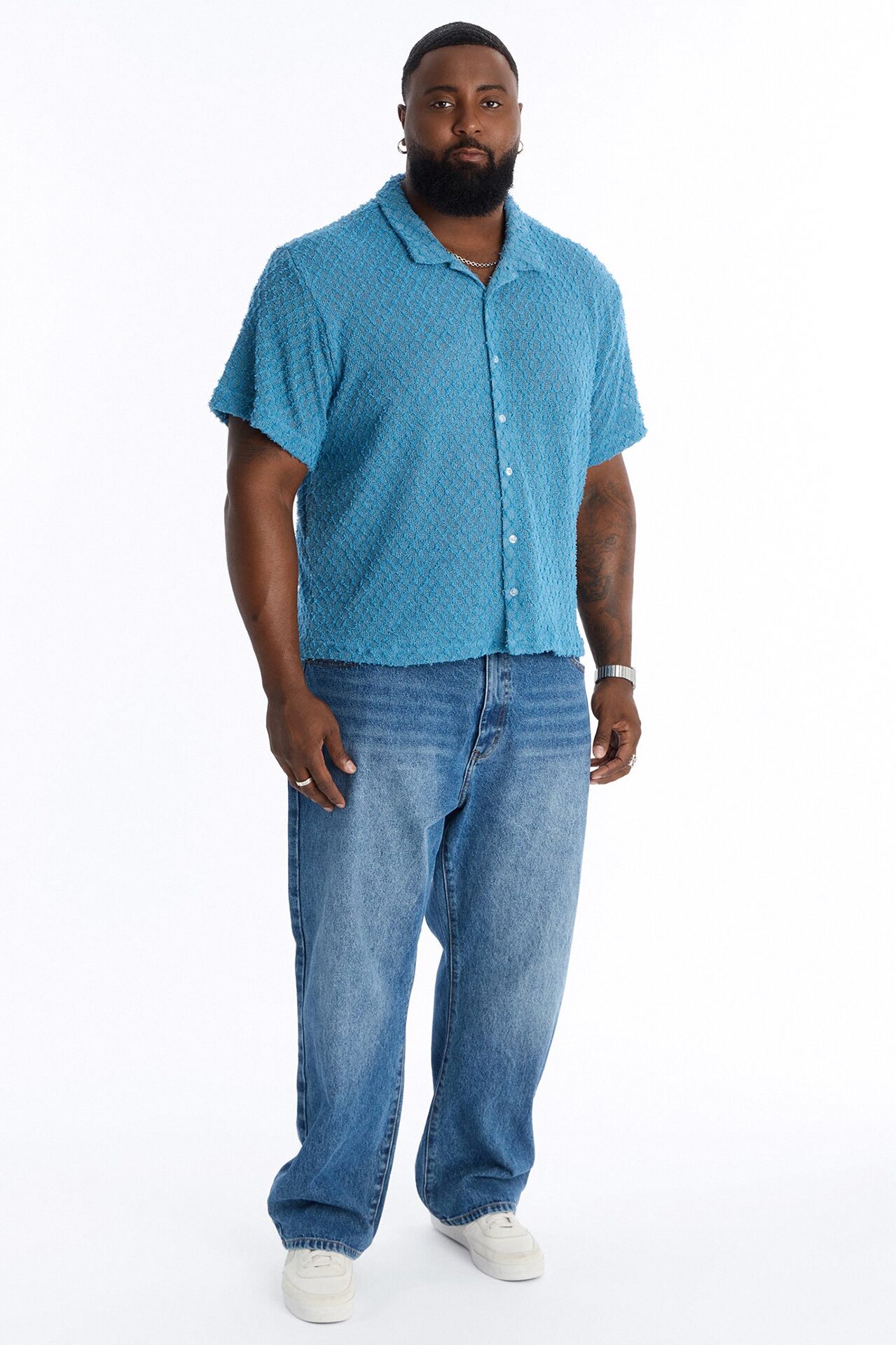Coastal Plush Full Button Shirt - Blue