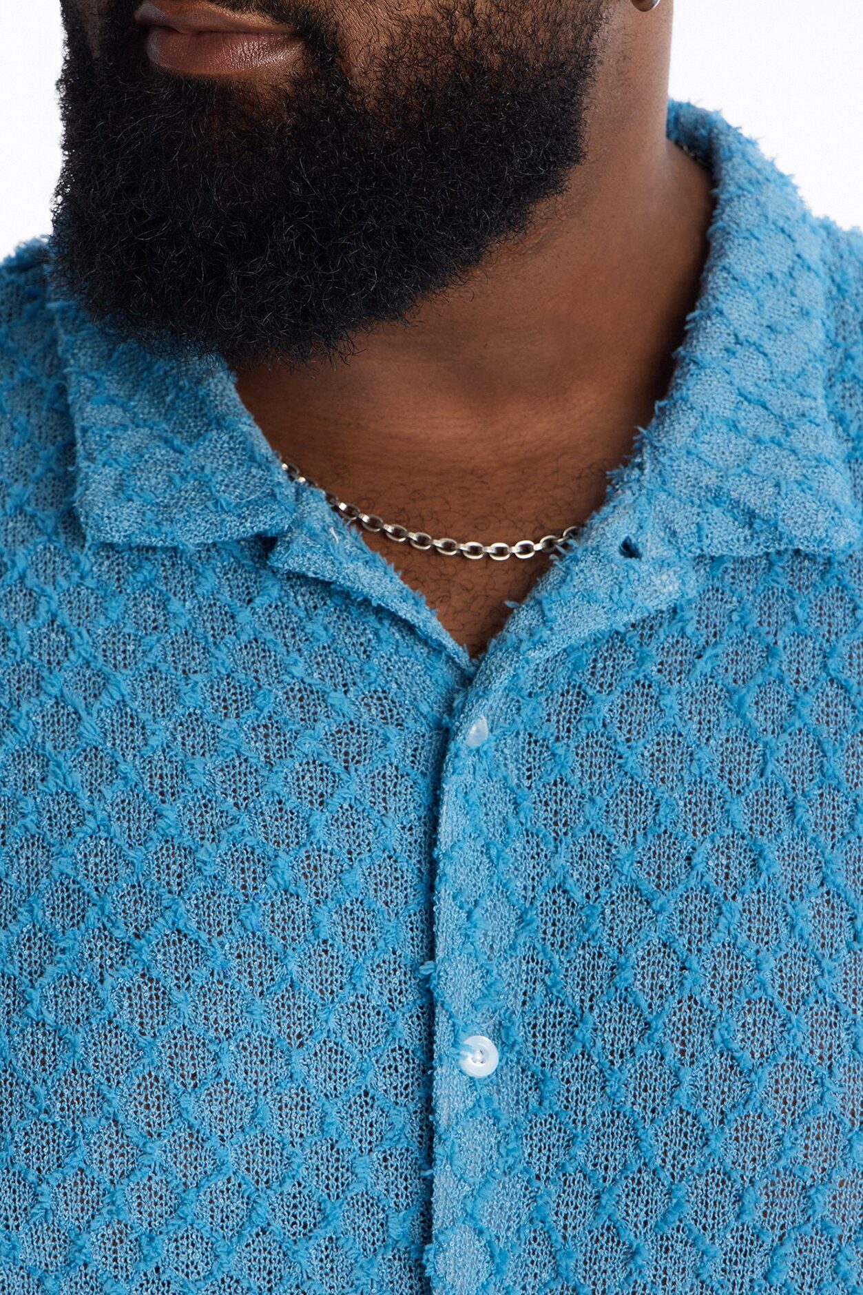 Coastal Plush Full Button Shirt - Blue