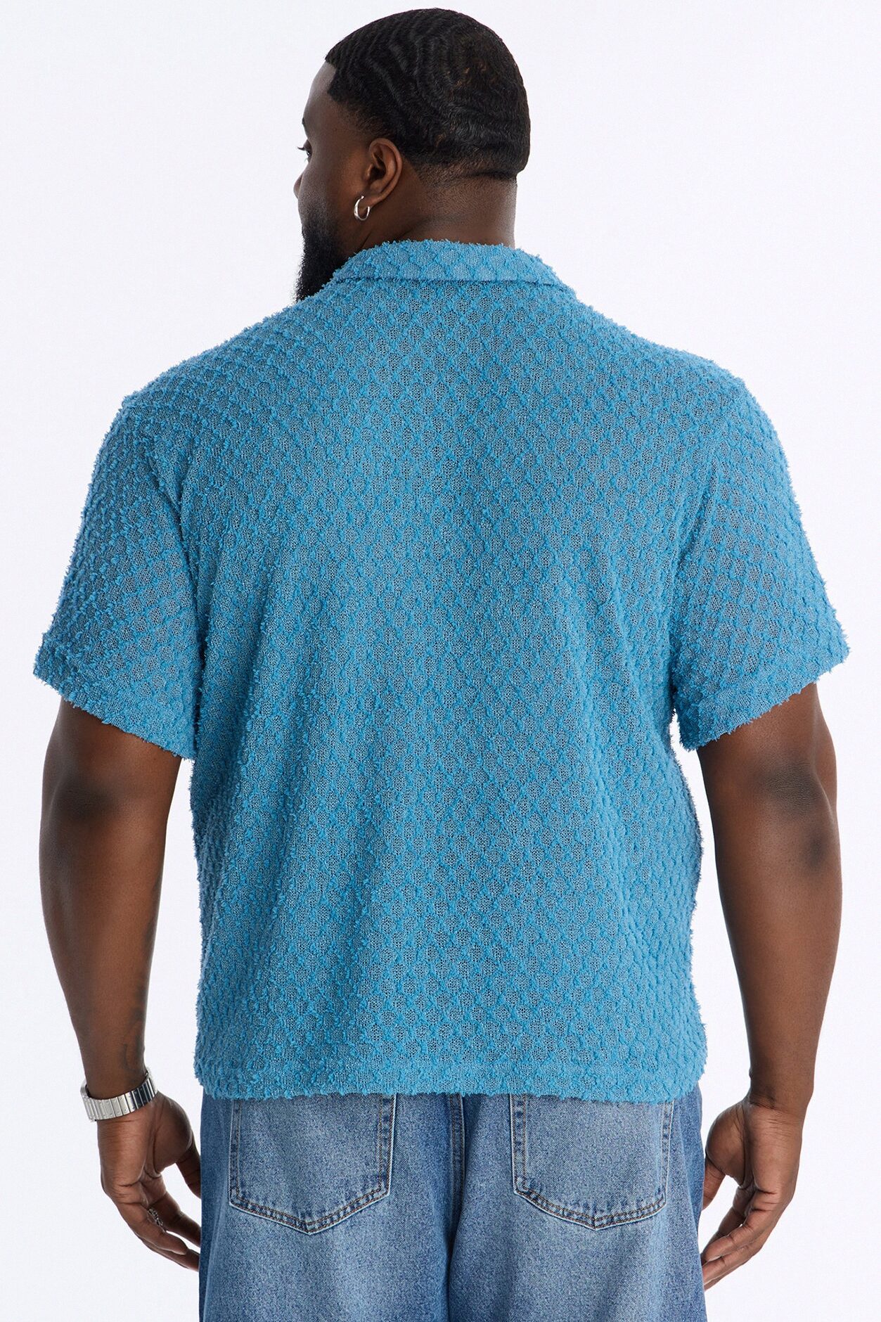 Coastal Plush Full Button Shirt - Blue
