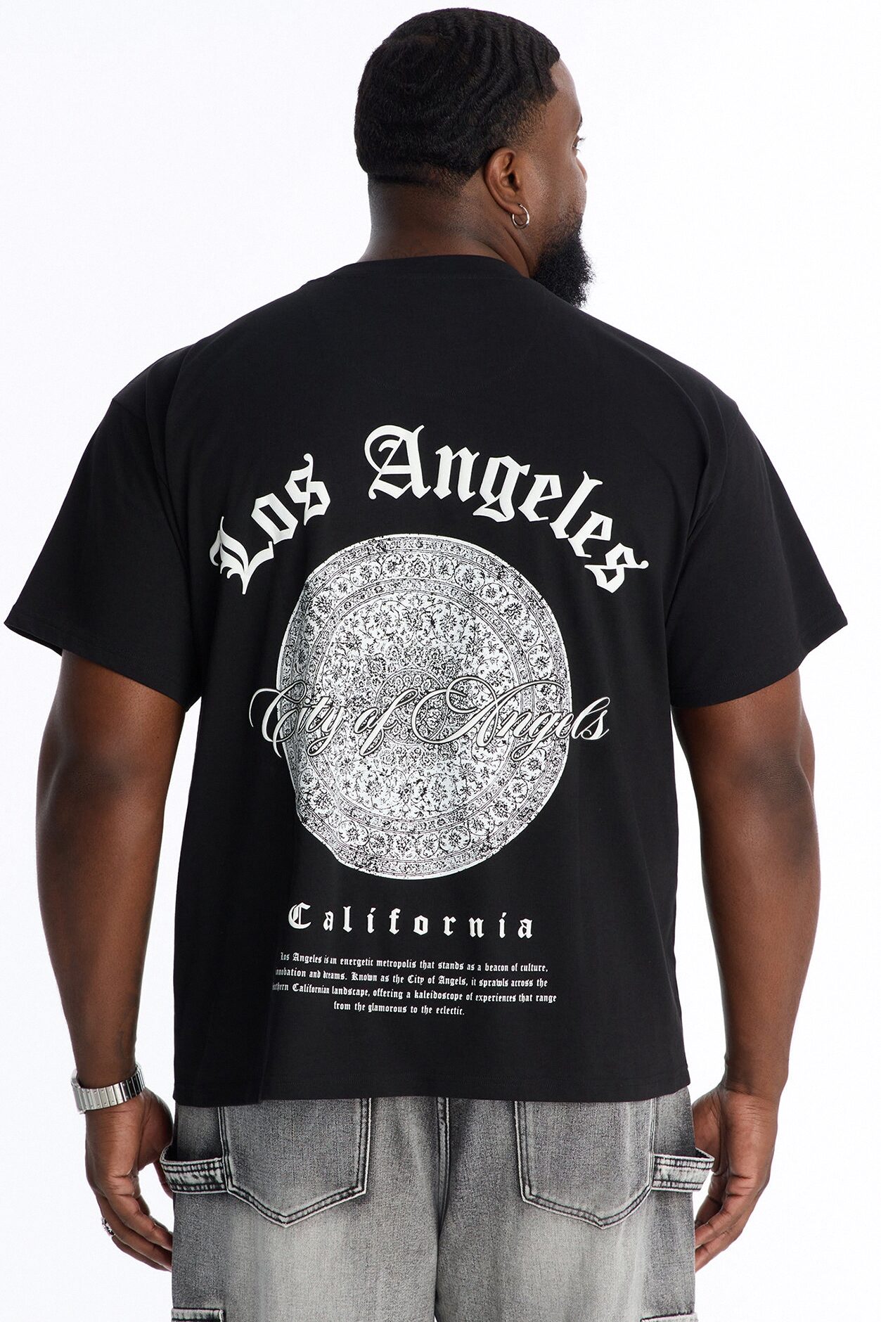 Los Angeles California Heavy Weight Short Sleeve Tee - Black