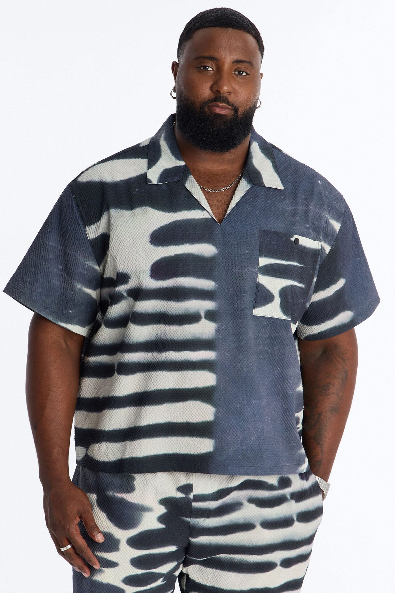 Boxy Lunar Forge Textured Polo - Grey/combo