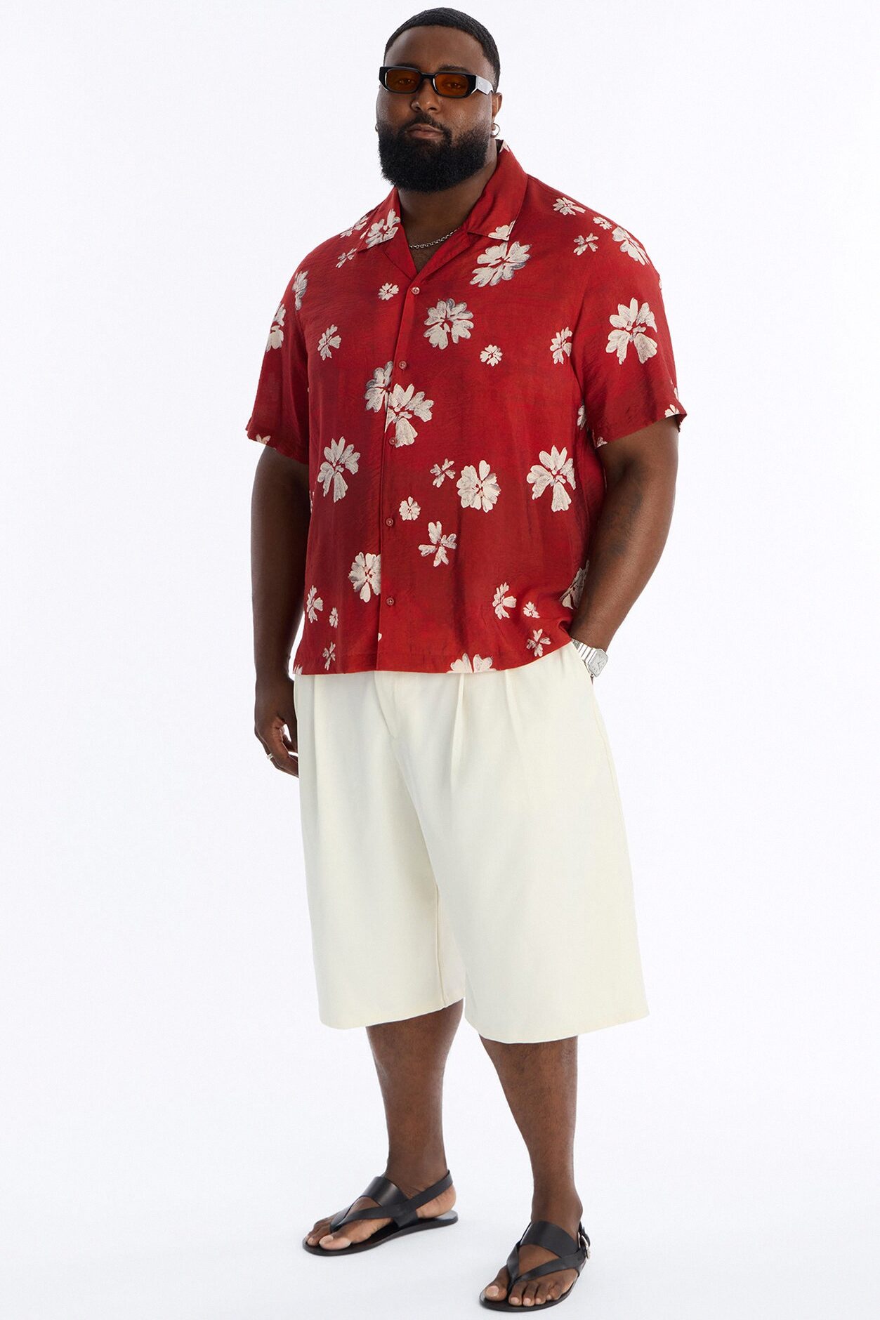 Floral Tennyson Button Up Shirt - Red/combo