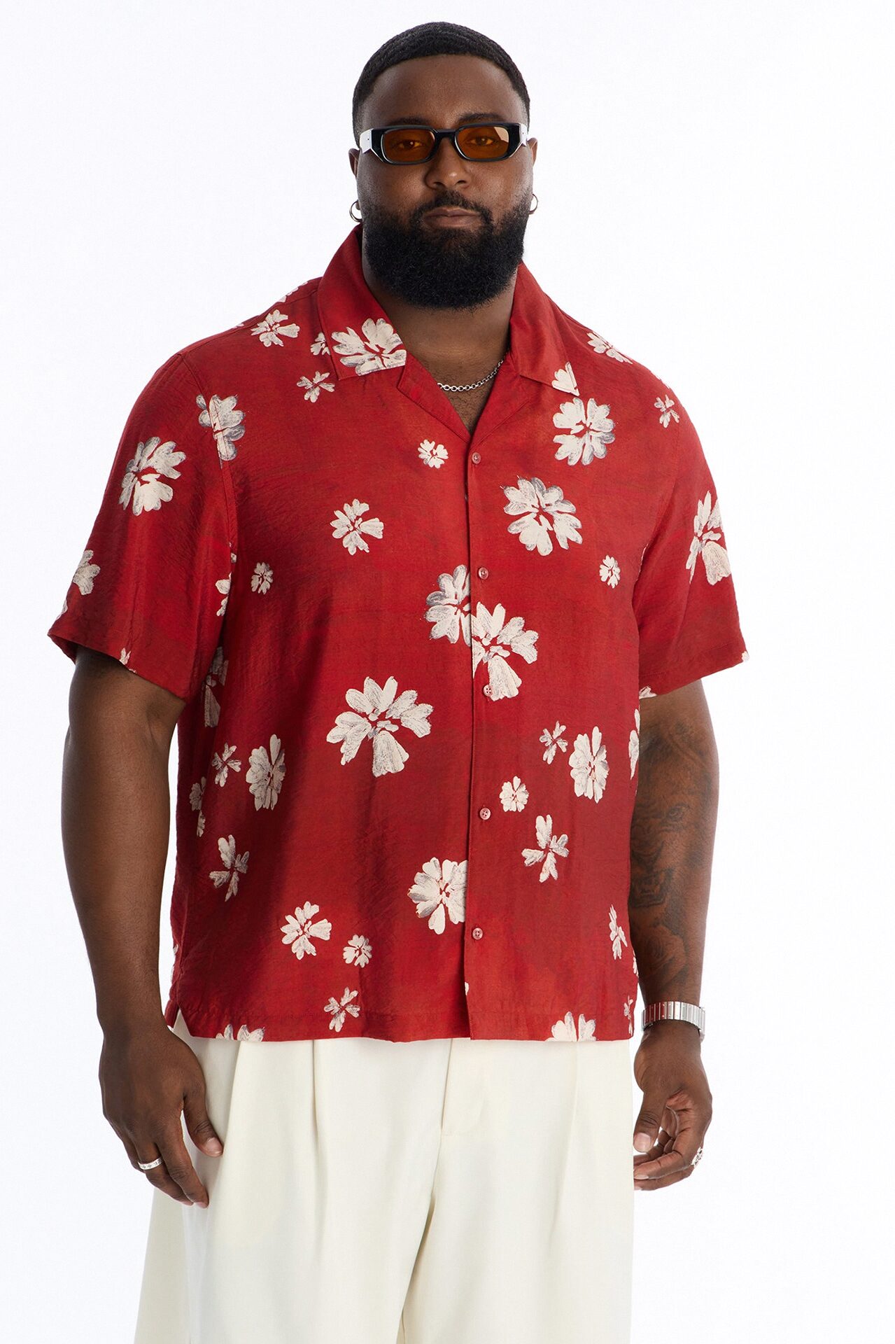 Floral Tennyson Button Up Shirt - Red/combo