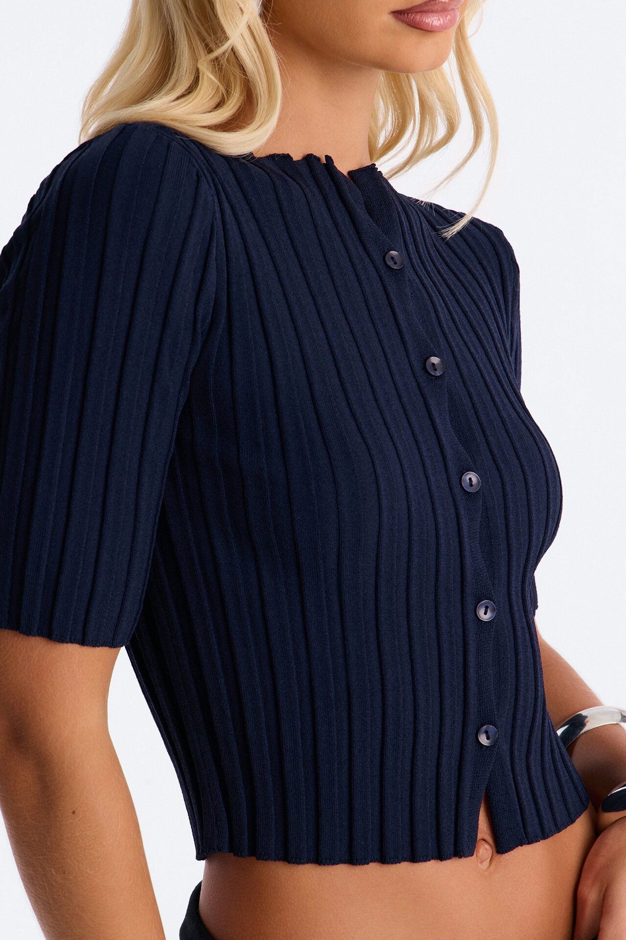 Kenny Short Sleeve Sweater Top - Navy