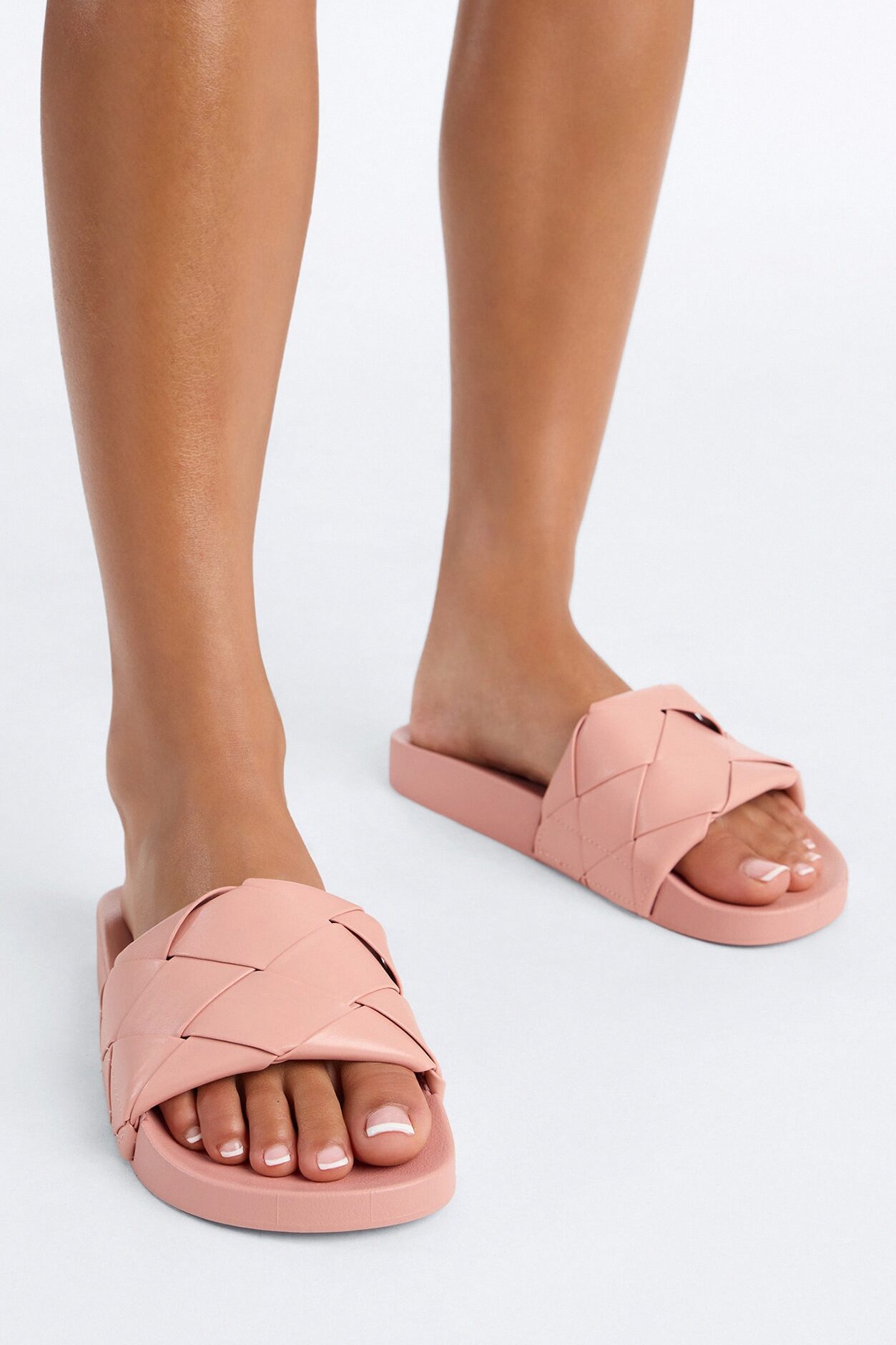 Caera Woven Strap Slides - Blush