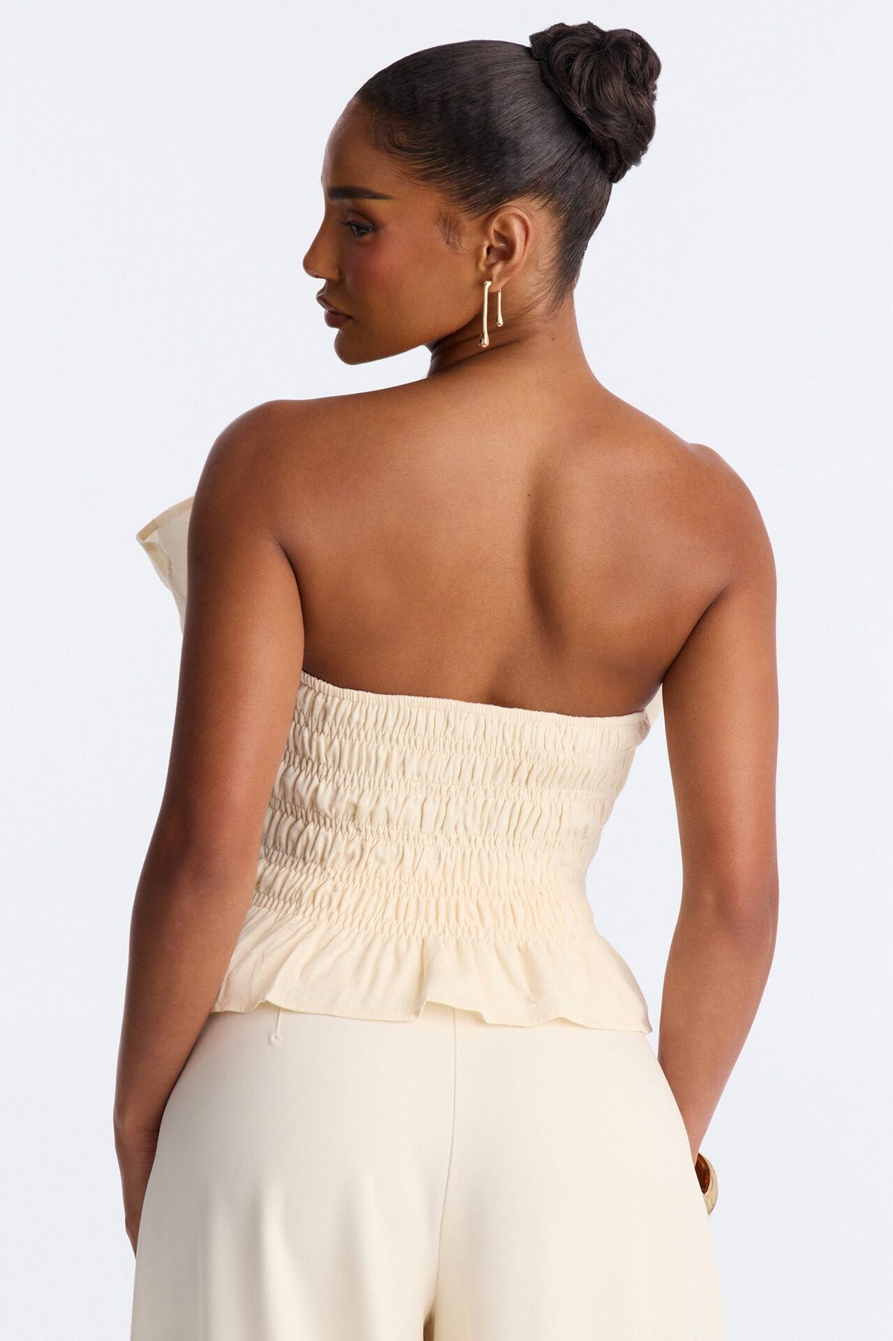 Easy Elegance Ruched Strapless Top - Cream
