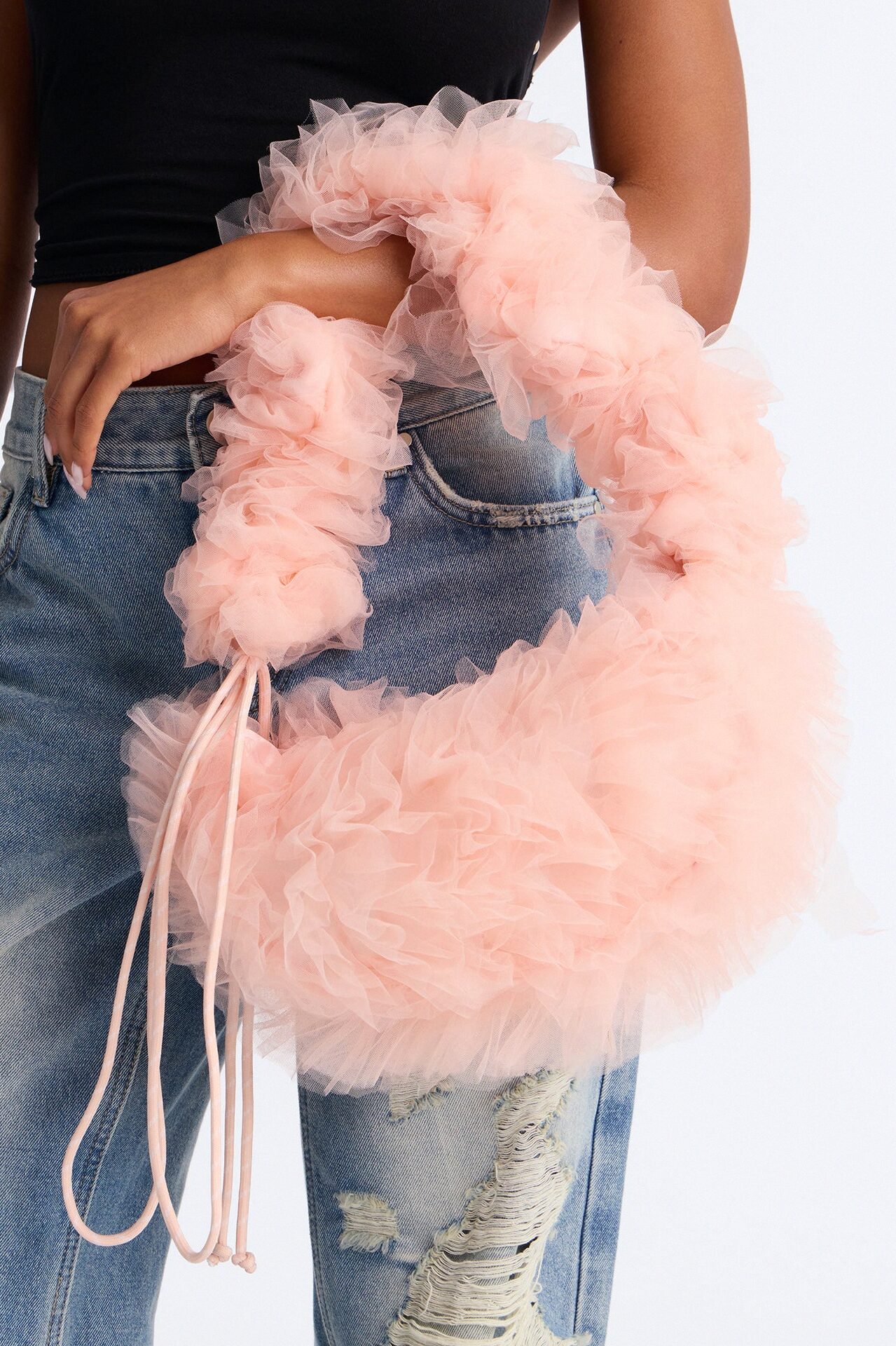 On Cloud Nine Ruffle Shoulder Handbag - Blush