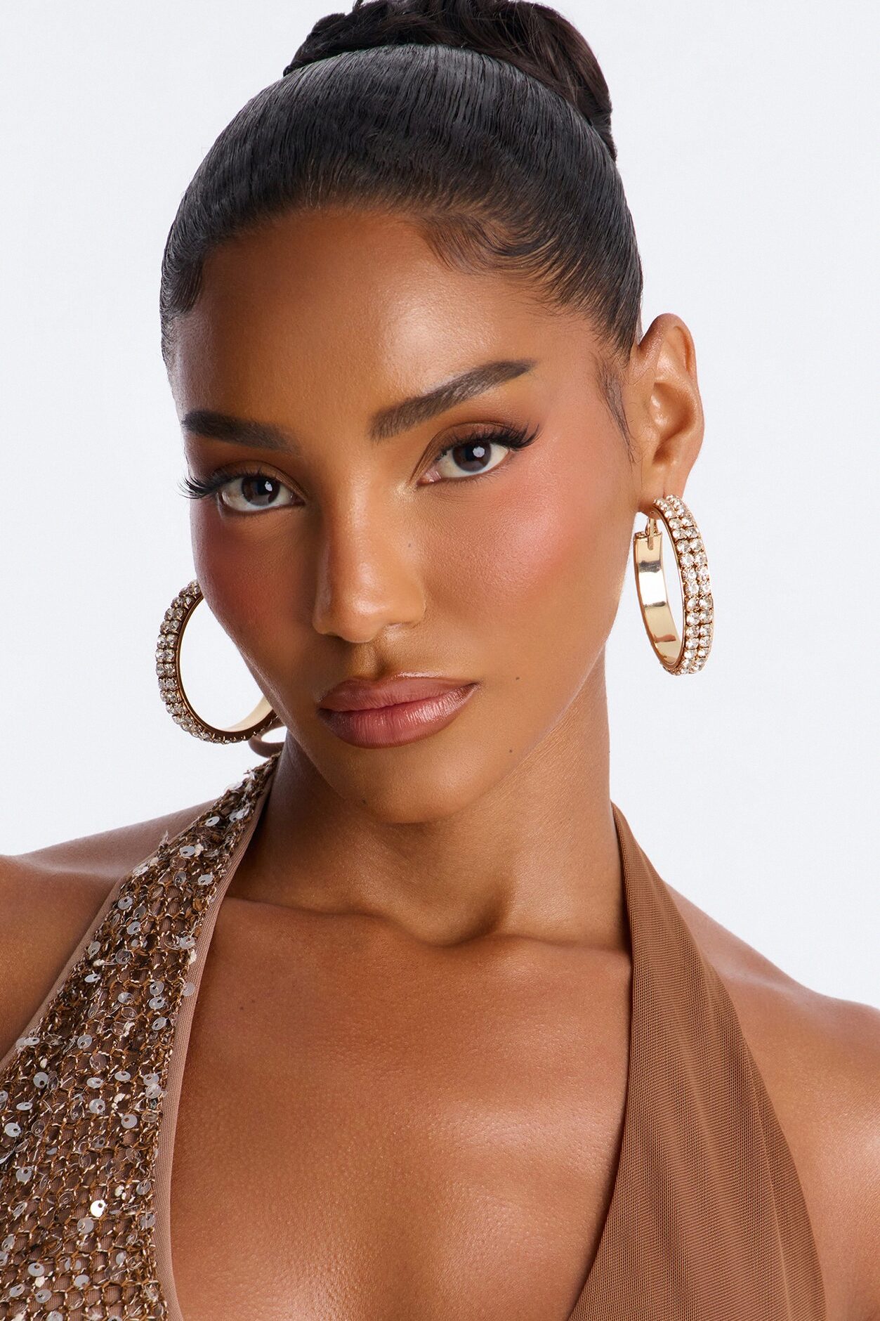 Light Catcher Hoop Earrings - Gold