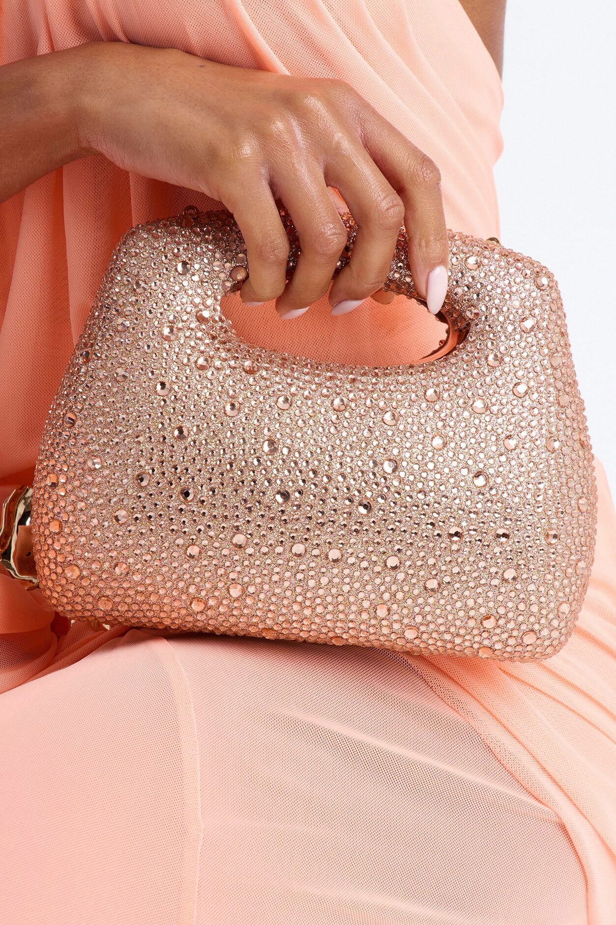 Fireworks Rhinestone Clutch - Champagne