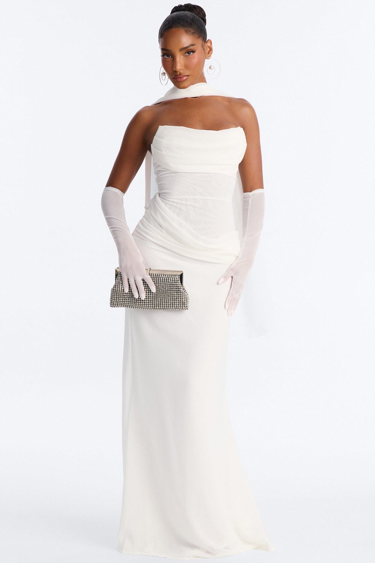 Rich Energy Chiffon Gown - White