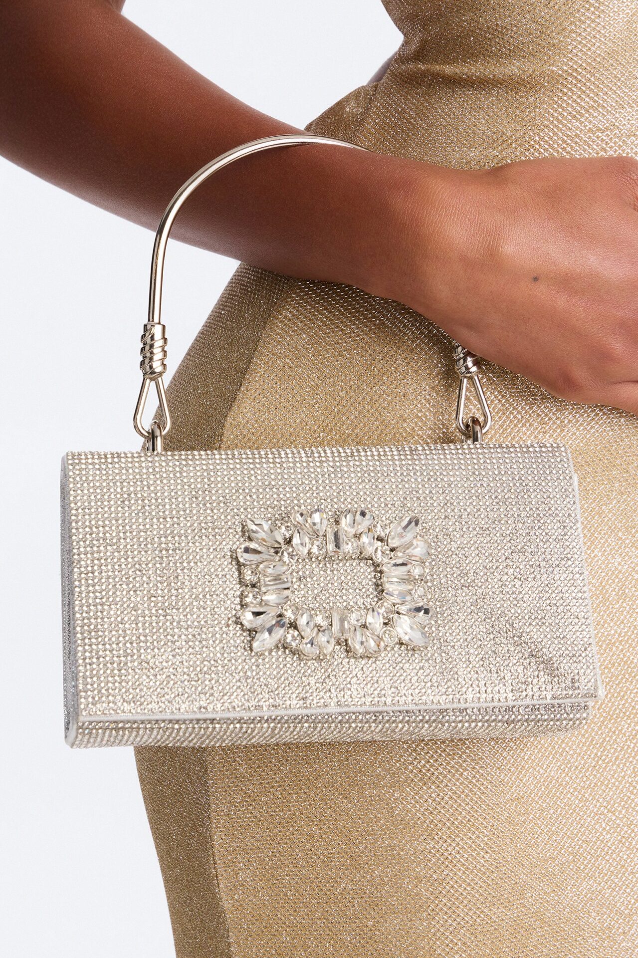 That Very Special One Rhinestone Satchel Handbag - Silver