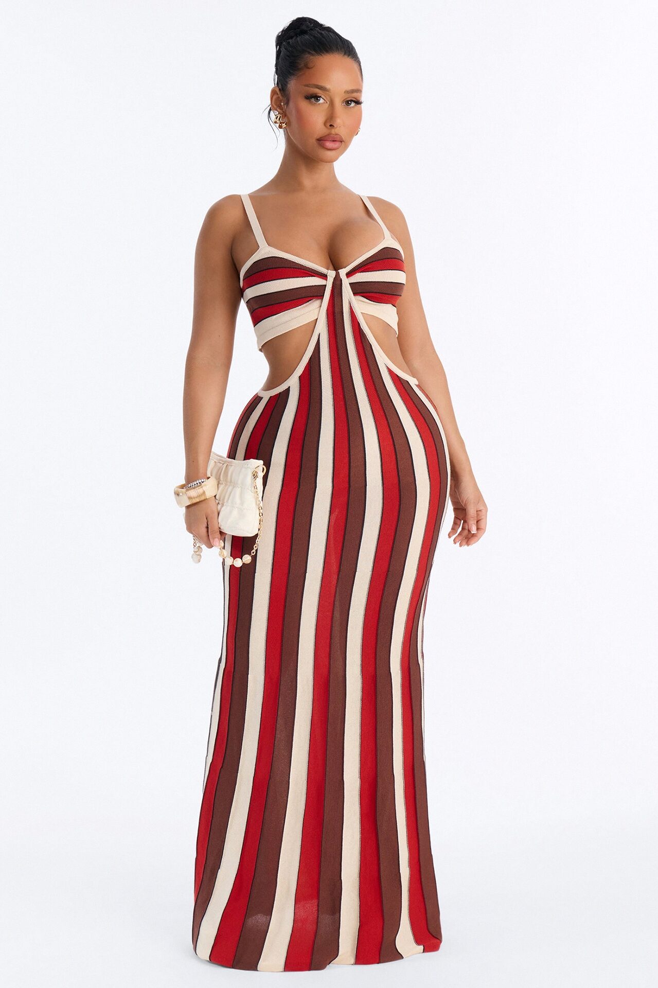 Sunlit Touch Striped Maxi Dress - Rust/combo