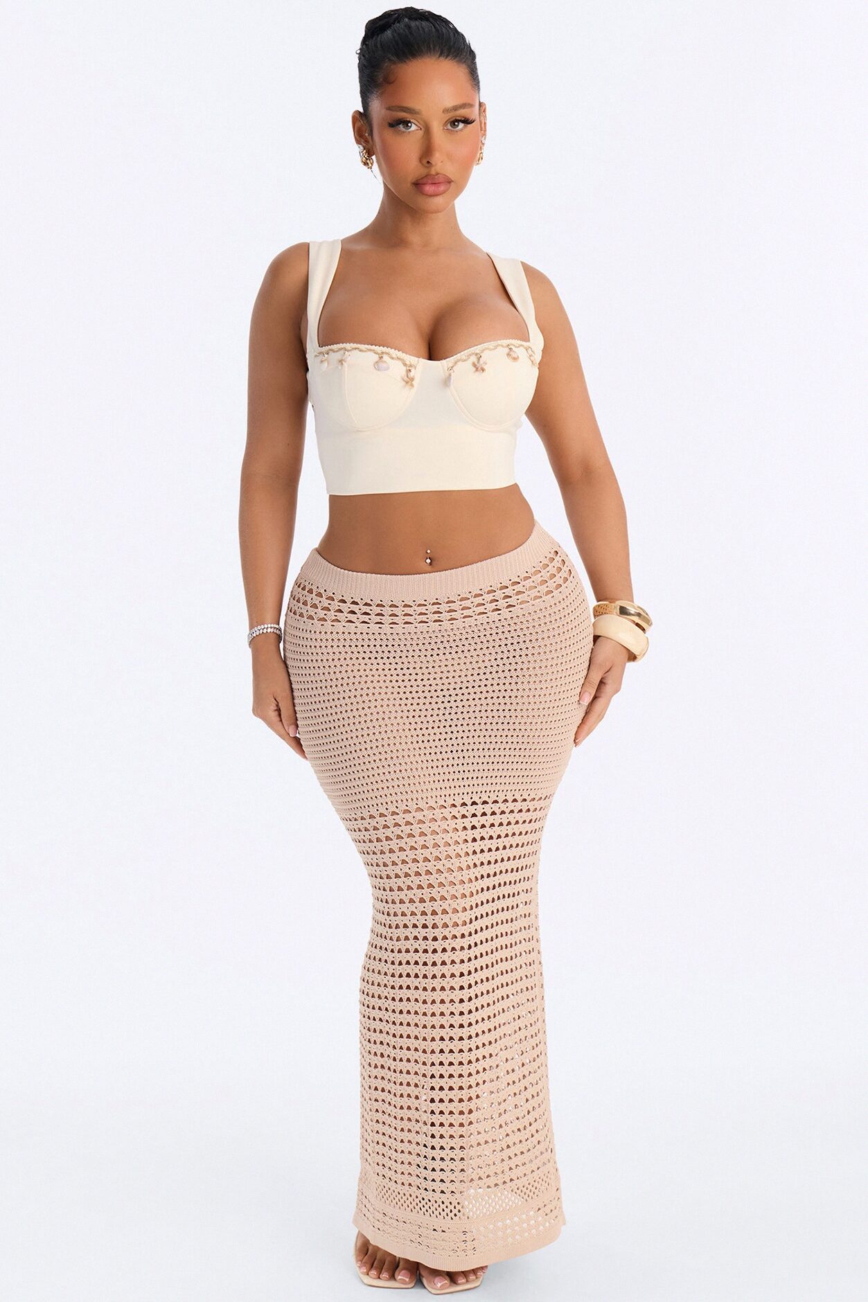 Cora Crochet Maxi Skirt - Natural