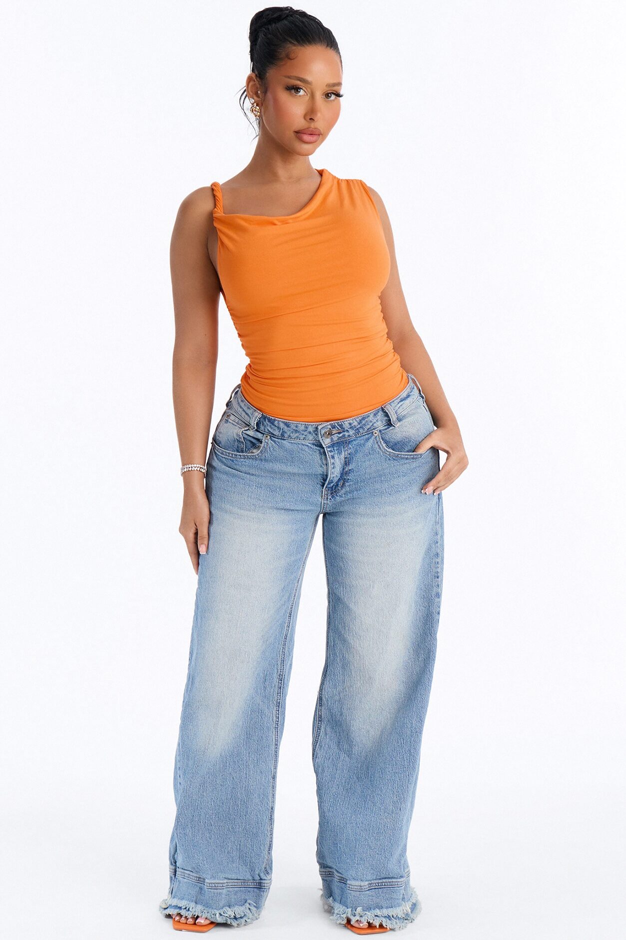 Kylie Off Shoulder Bodysuit - Orange