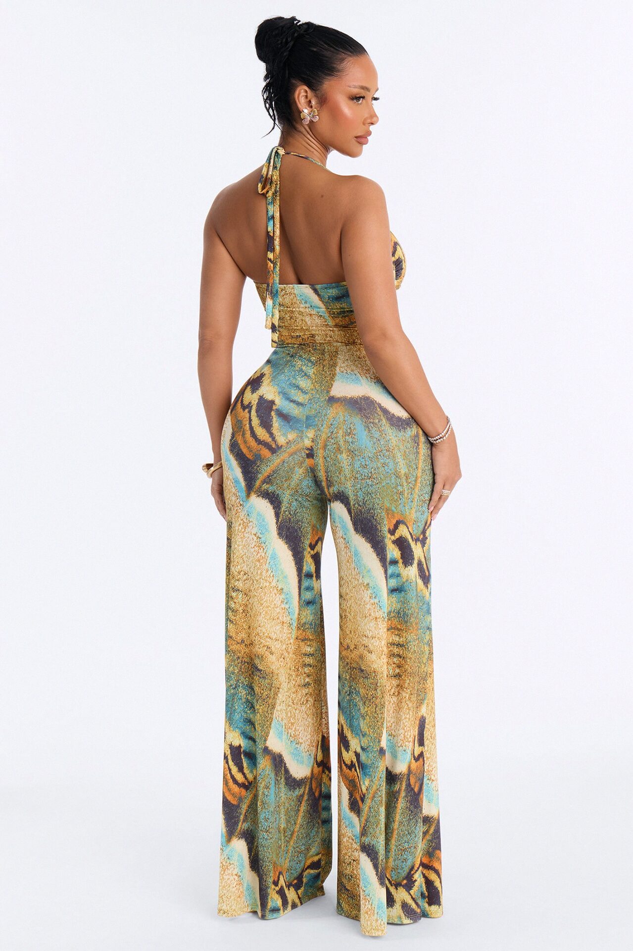 Gaia Beaded Wide Leg Jumpsuit - Teal