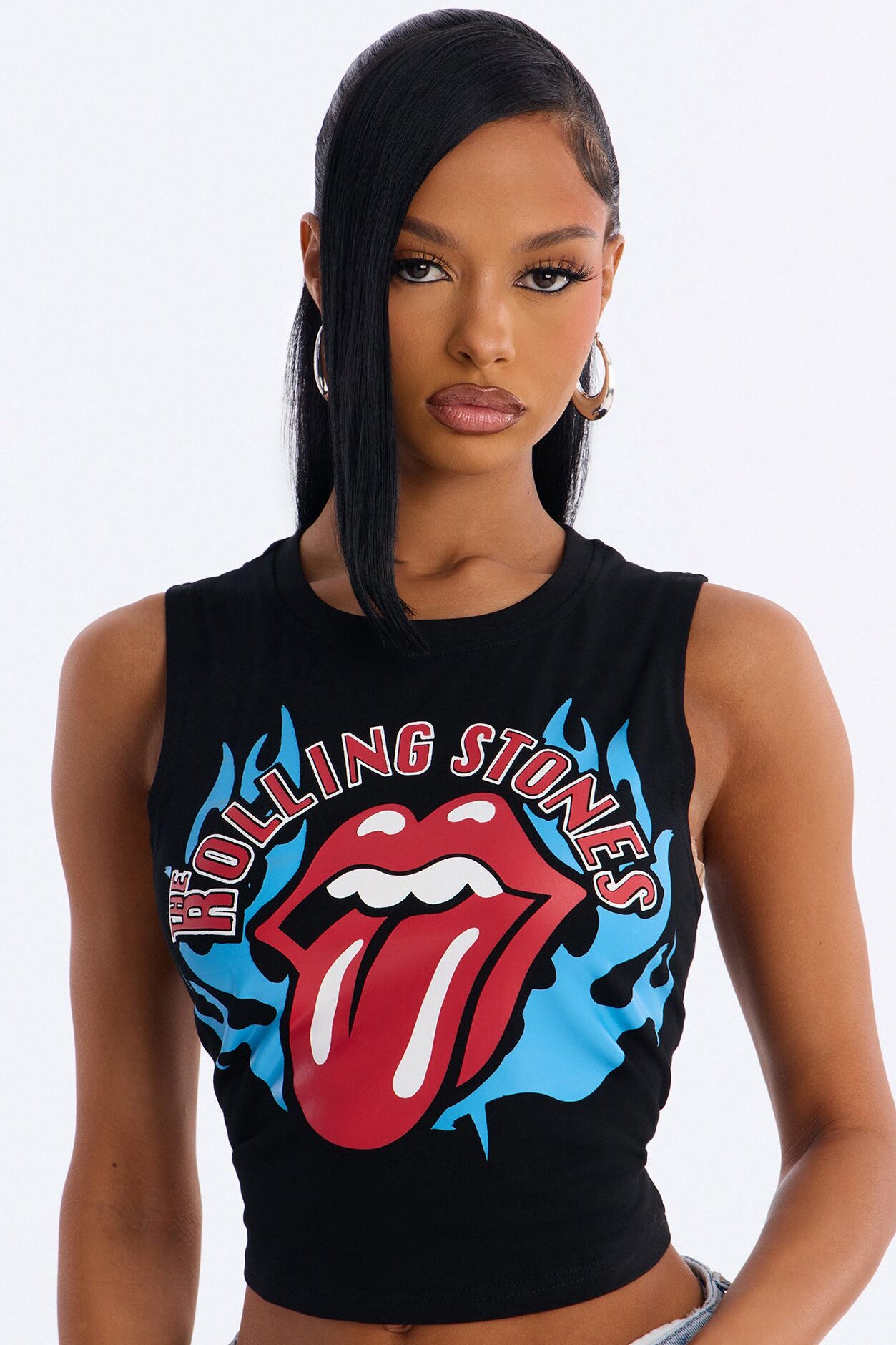 Rolling Stones Flames Muscle Tank Top - Black