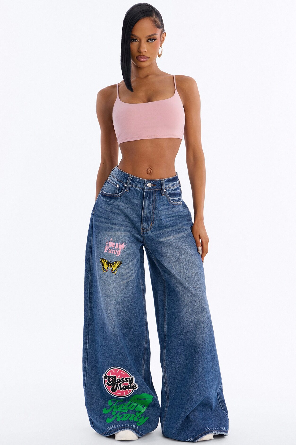 A Girl's Girl Low Waist Baggy Jeans - Dark Wash