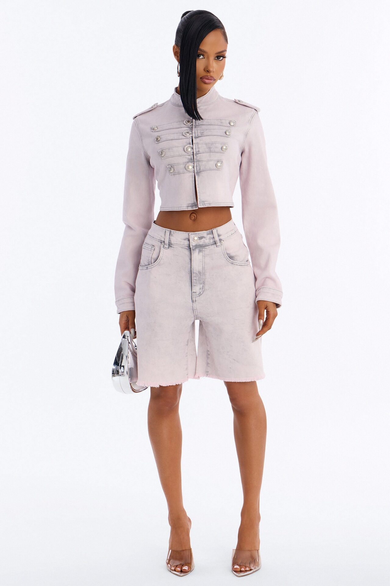 Pink Parade Cropped Denim Jacket - Pink
