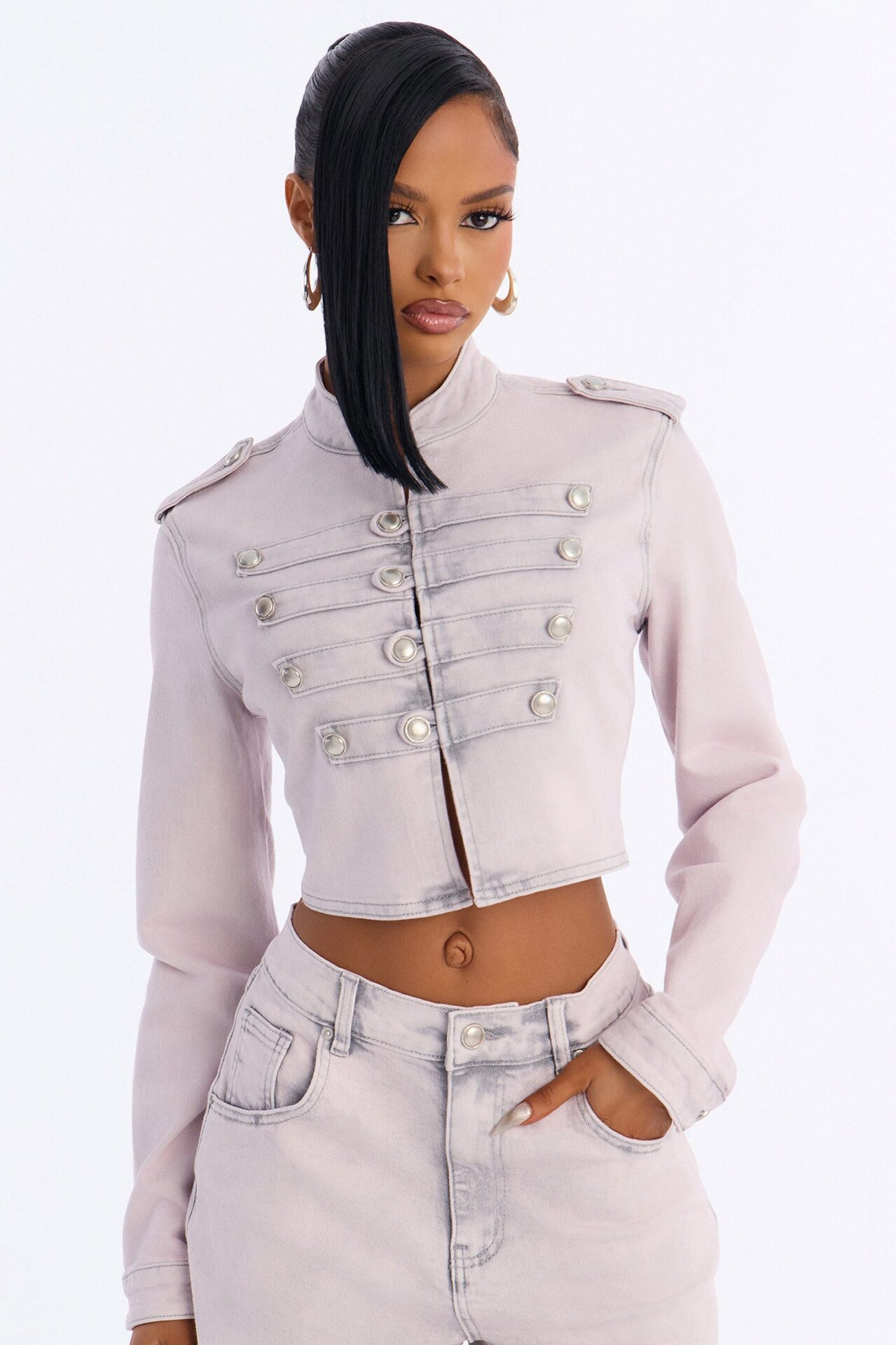 Pink Parade Cropped Denim Jacket - Pink