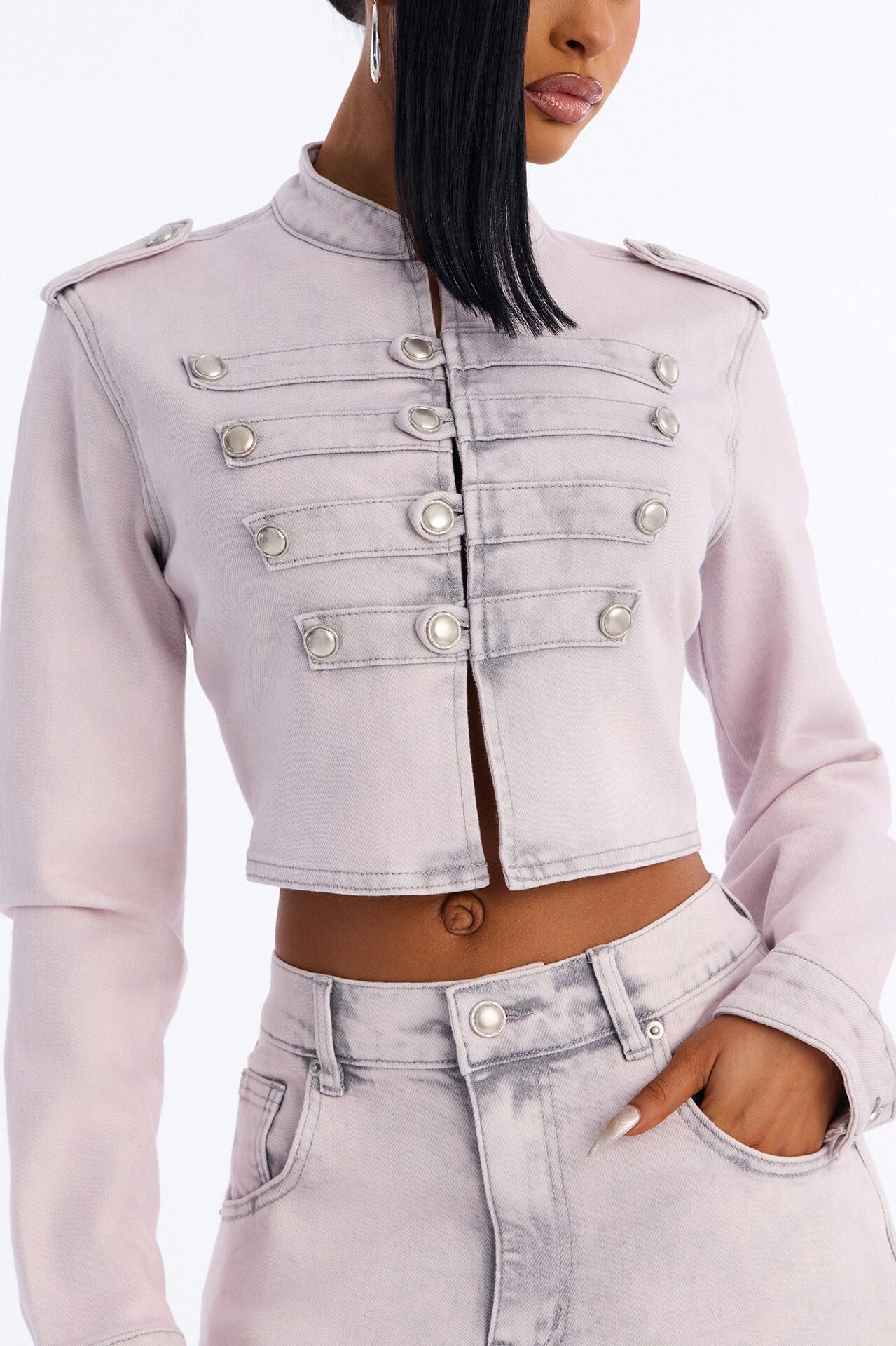 Pink Parade Cropped Denim Jacket - Pink