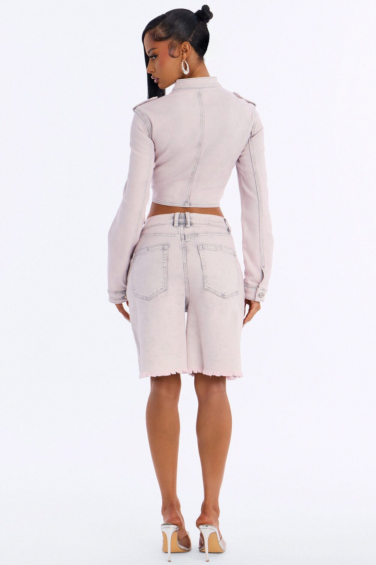 Pink Parade Cropped Denim Jacket - Pink