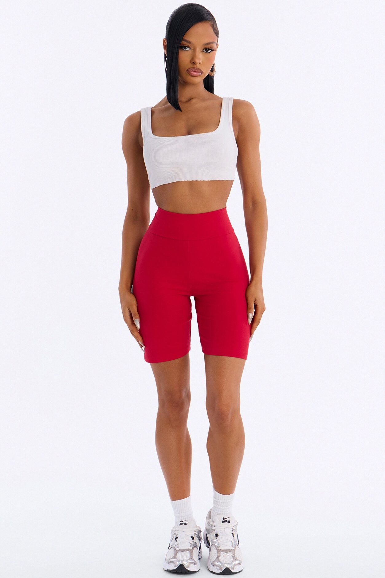 Quinn High Rise Everyday Cotton Biker Short 7″ - Red