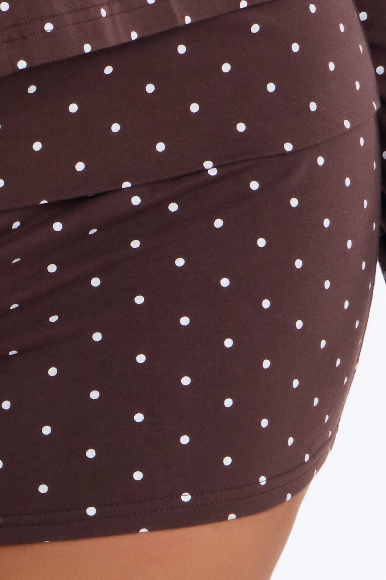 Madeline Polka Dot Fold Over Waist Micro Short - Brown/combo