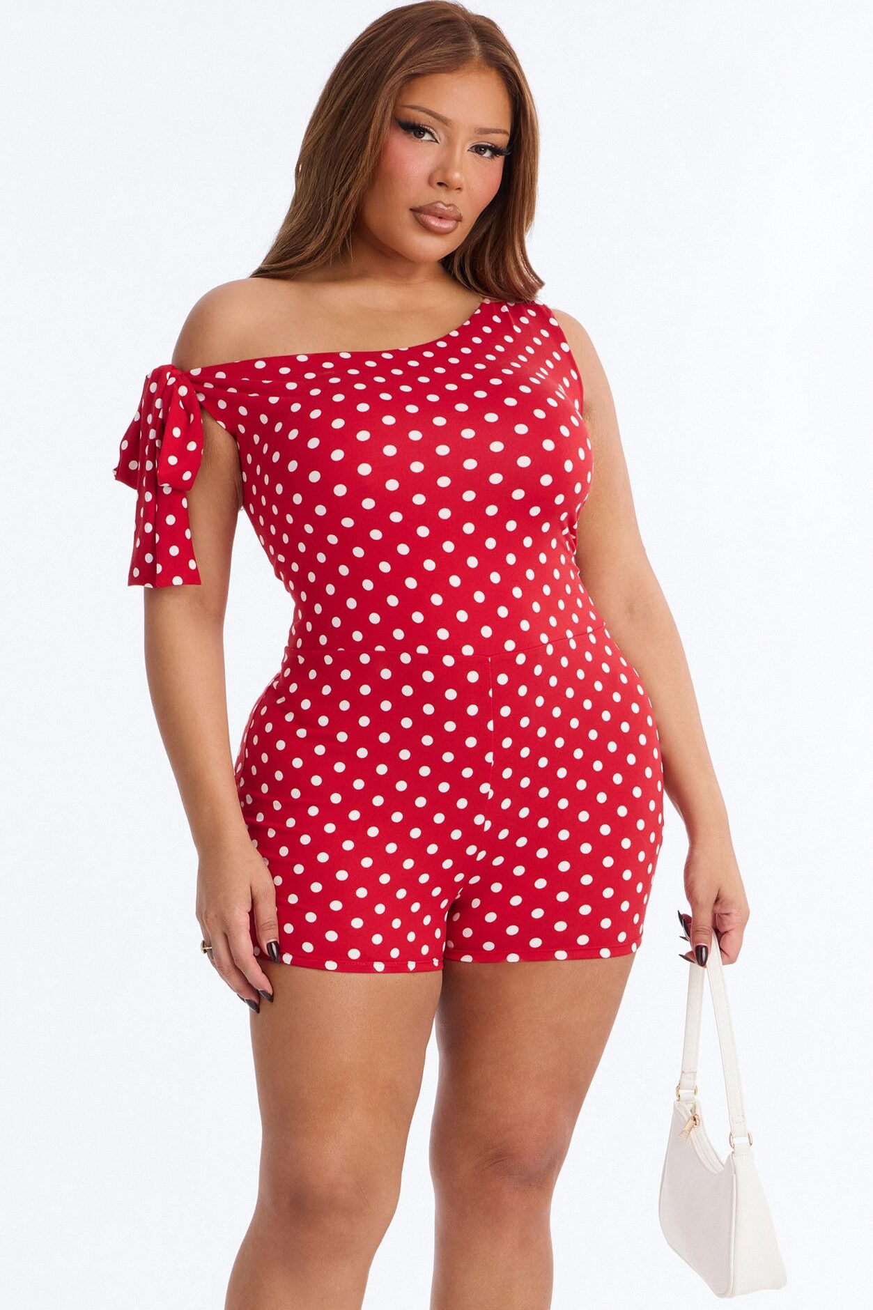 Bre Polka Dot Micro Romper - Red