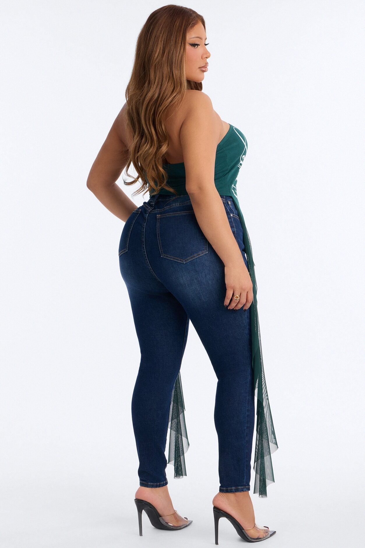 Lucky Strapless Ruffle Tube Top - Hunter