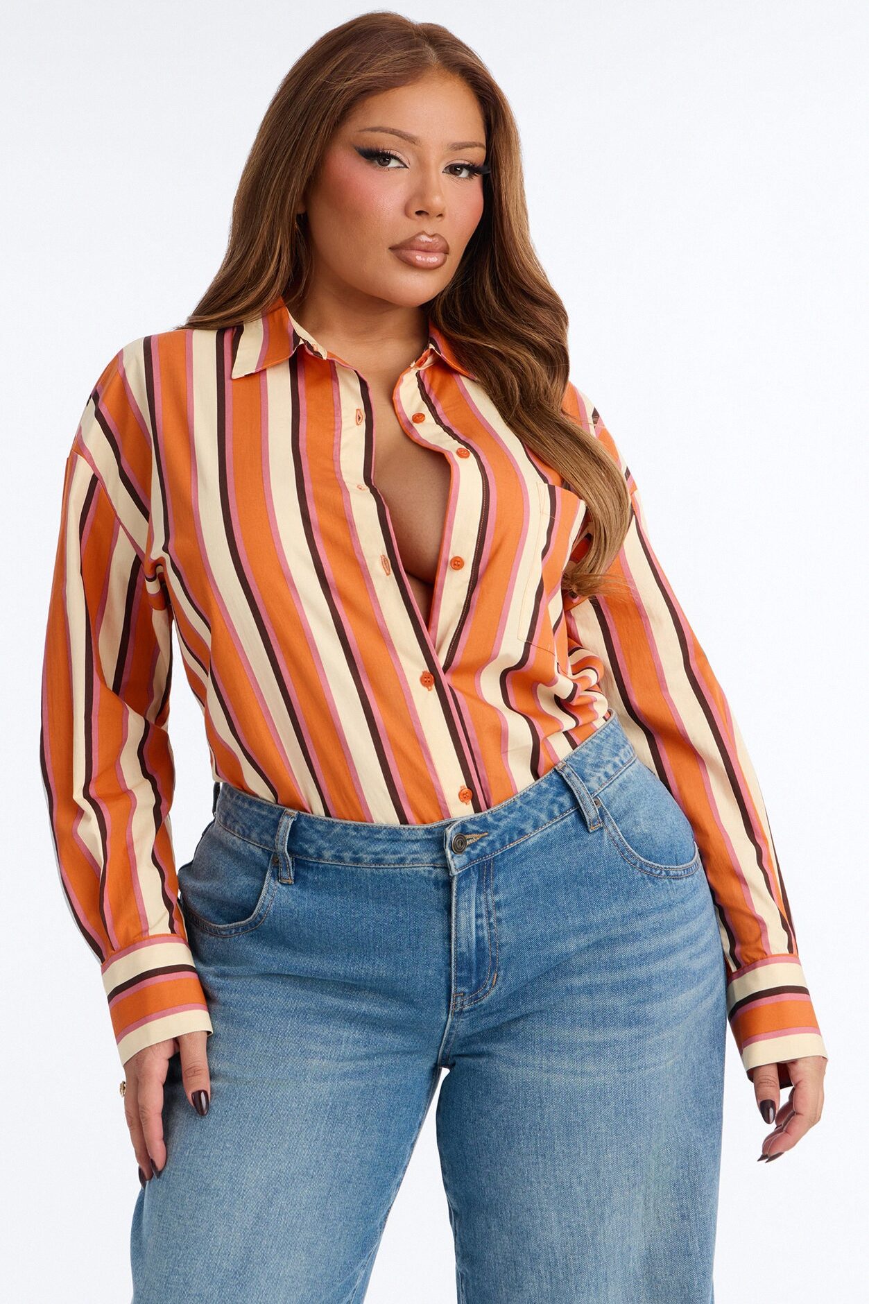 I'm The Main Topic Striped Shirt - Orange/combo