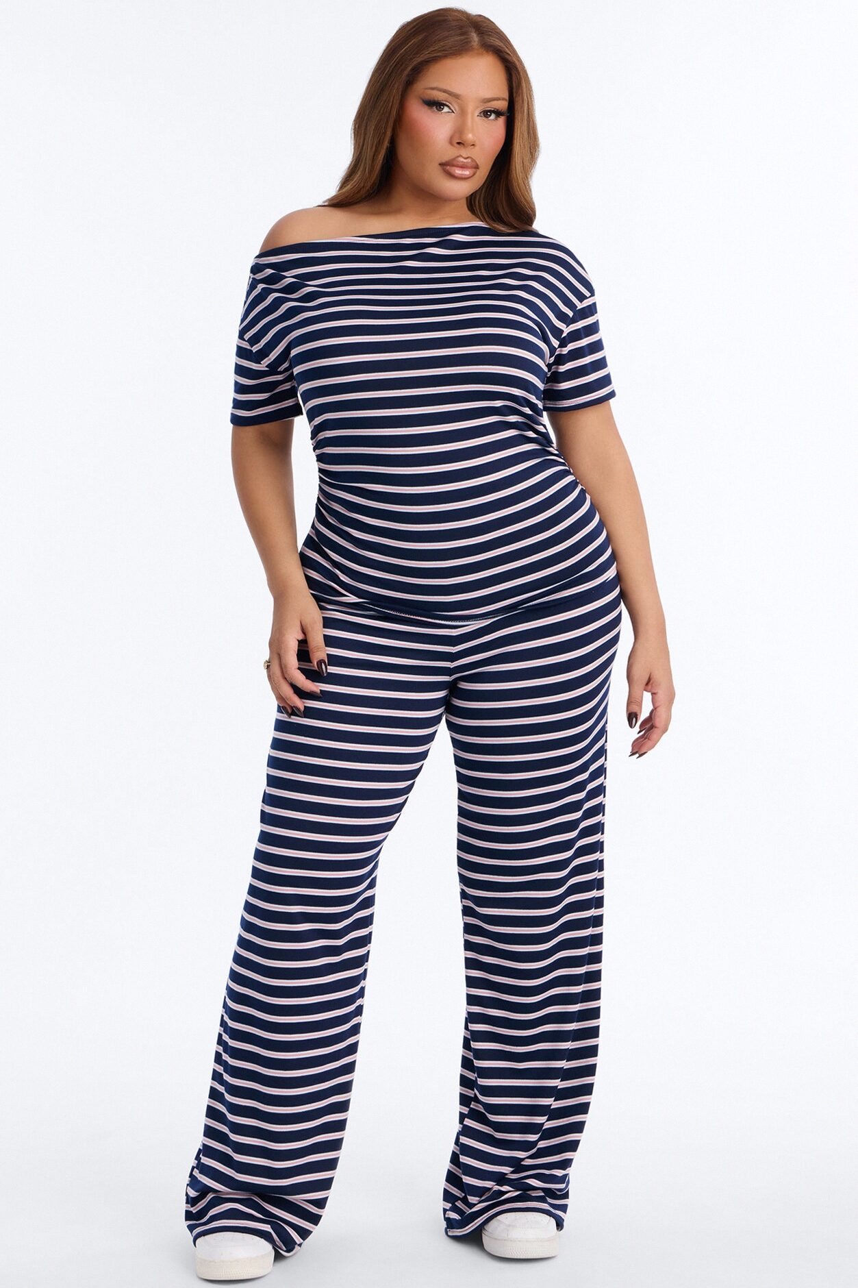 By The Marina Striped Pant Set - Navy/combo