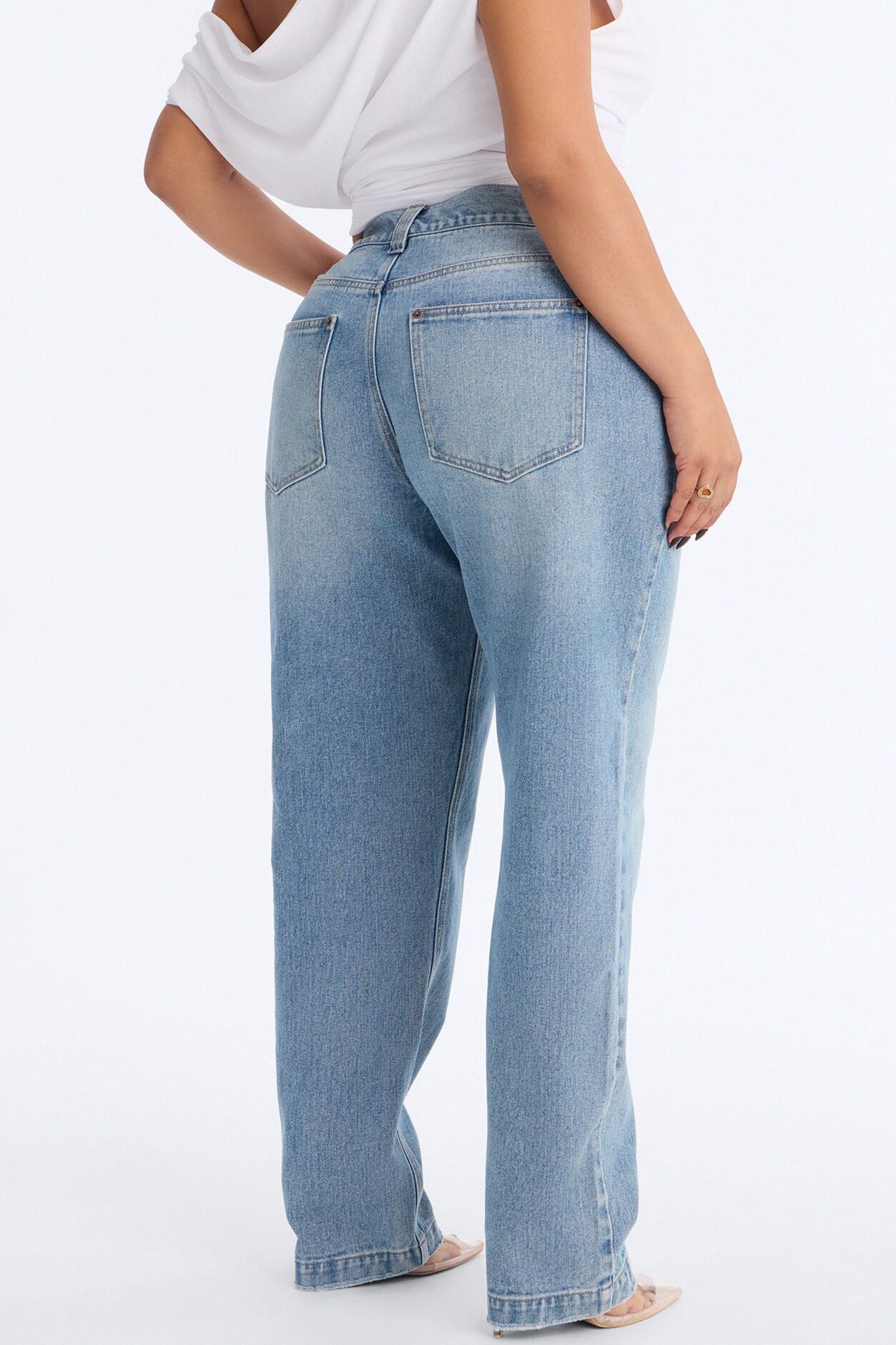 Day One Low Waist Straight Leg Jeans - Medium Wash
