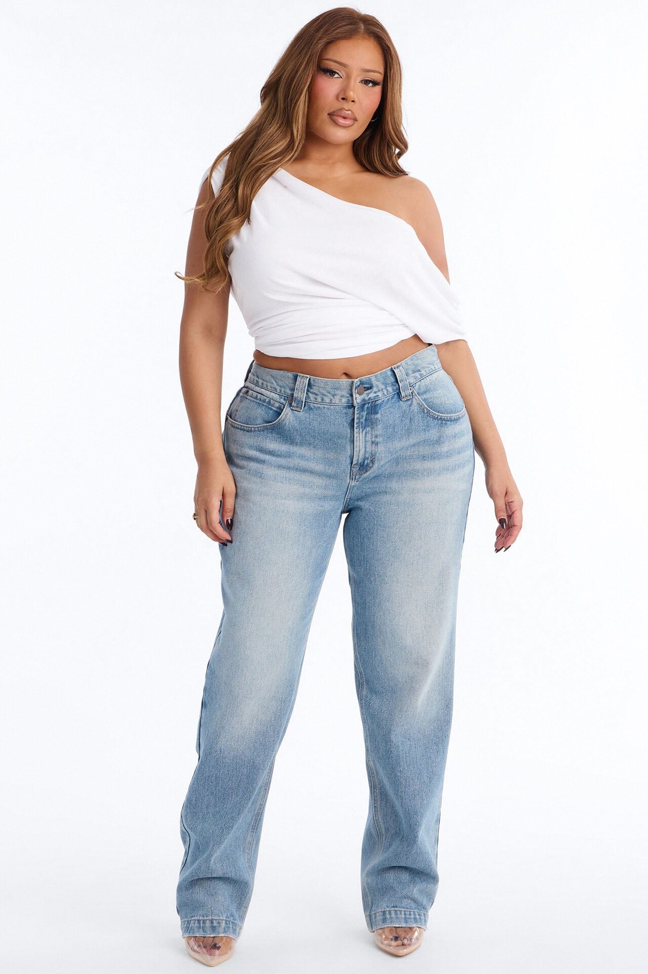 Day One Low Waist Straight Leg Jeans - Medium Wash