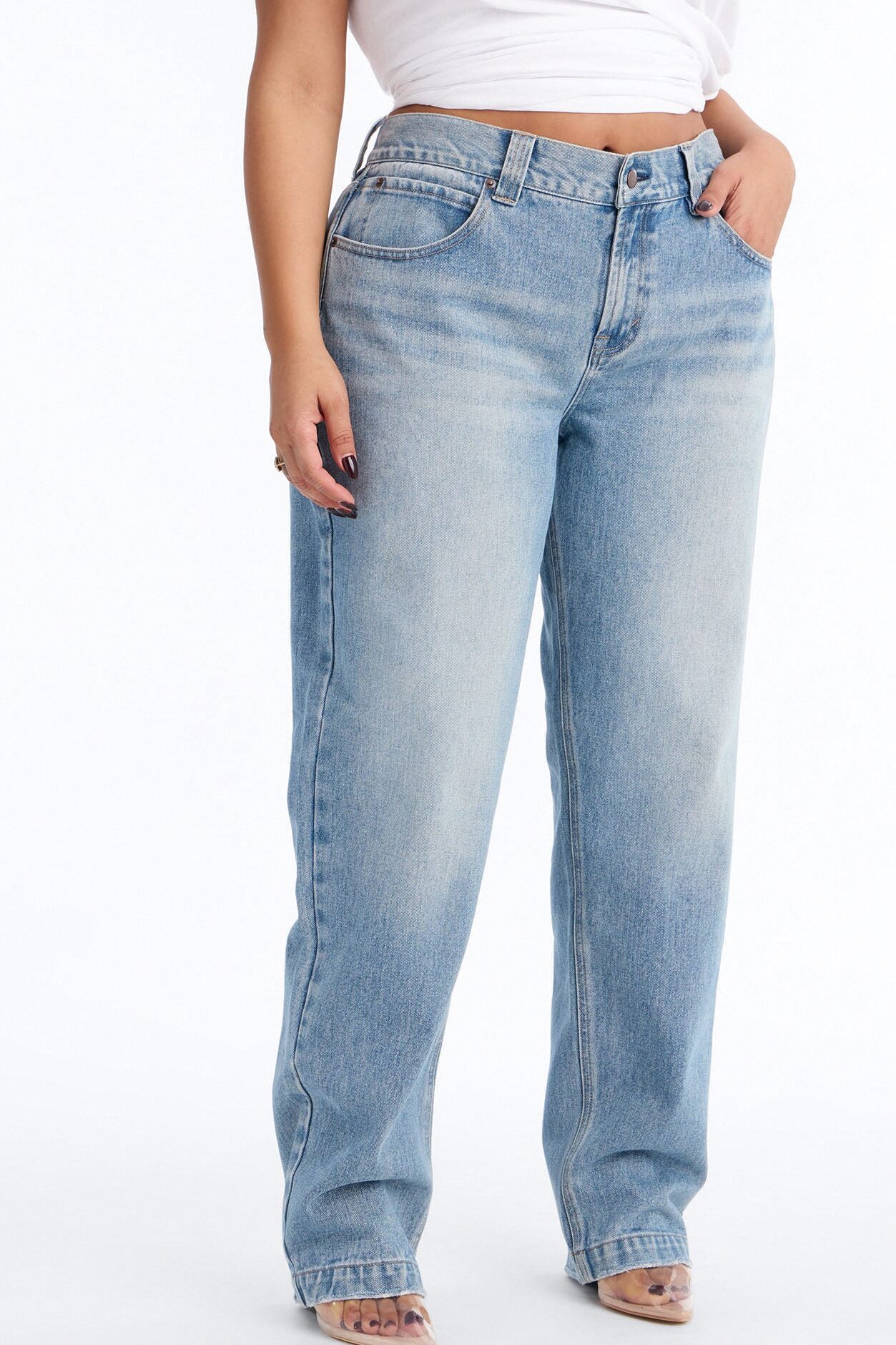 Day One Low Waist Straight Leg Jeans - Medium Wash