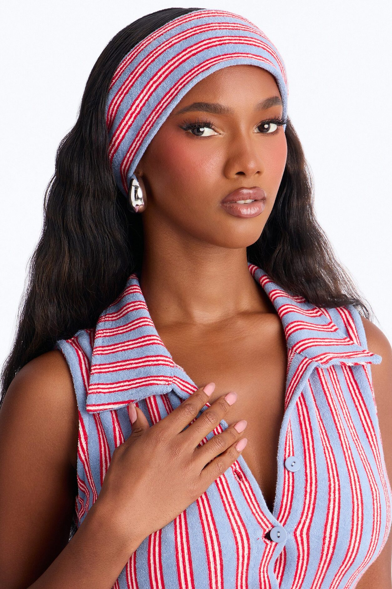 Summer Fridays Terry Cloth Romper Set - Blue