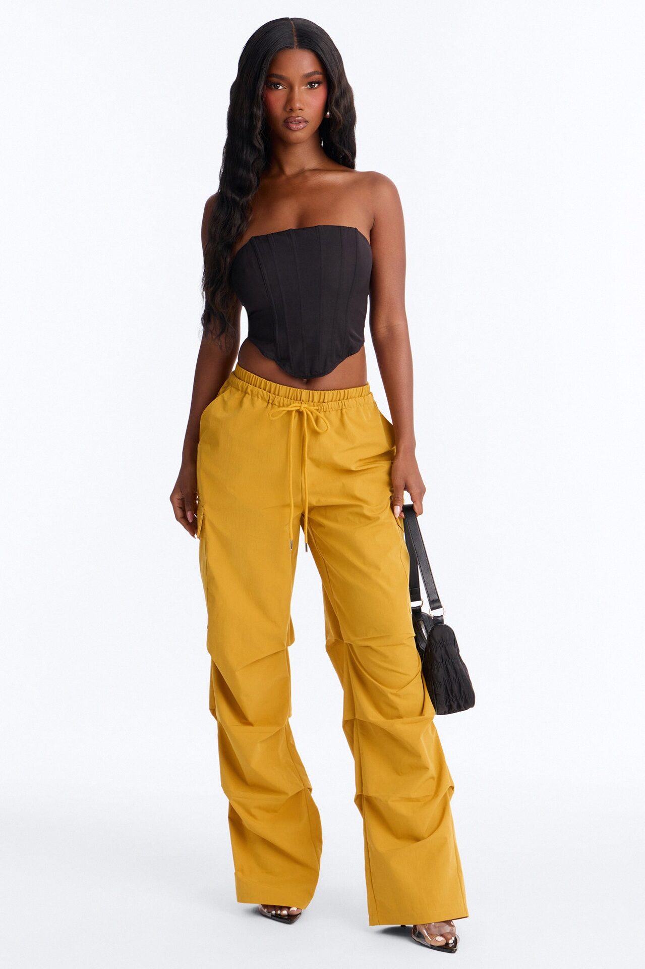 Samara Windbreaker Stacked Wide Leg Pant - Mustard