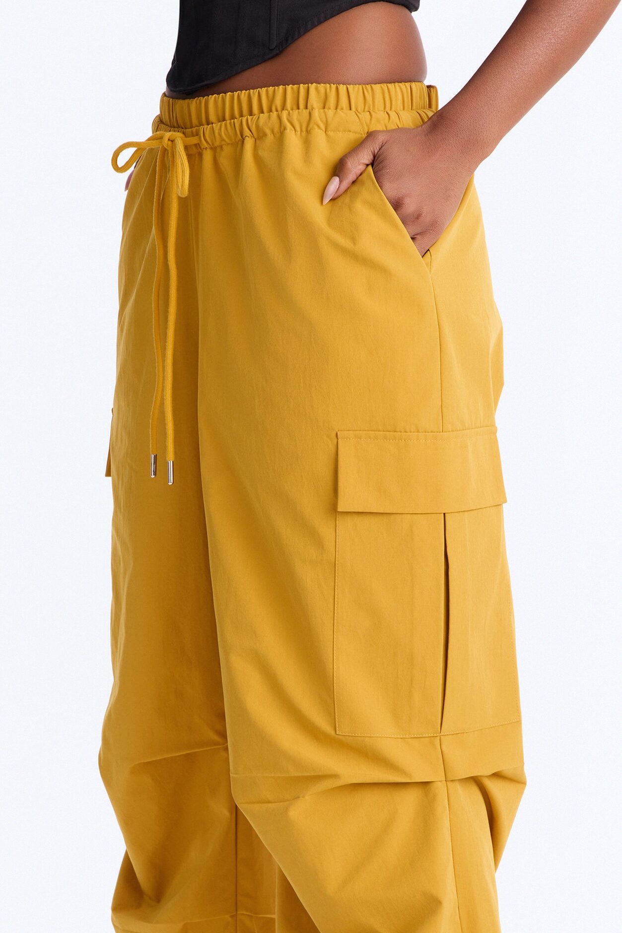 Samara Windbreaker Stacked Wide Leg Pant - Mustard