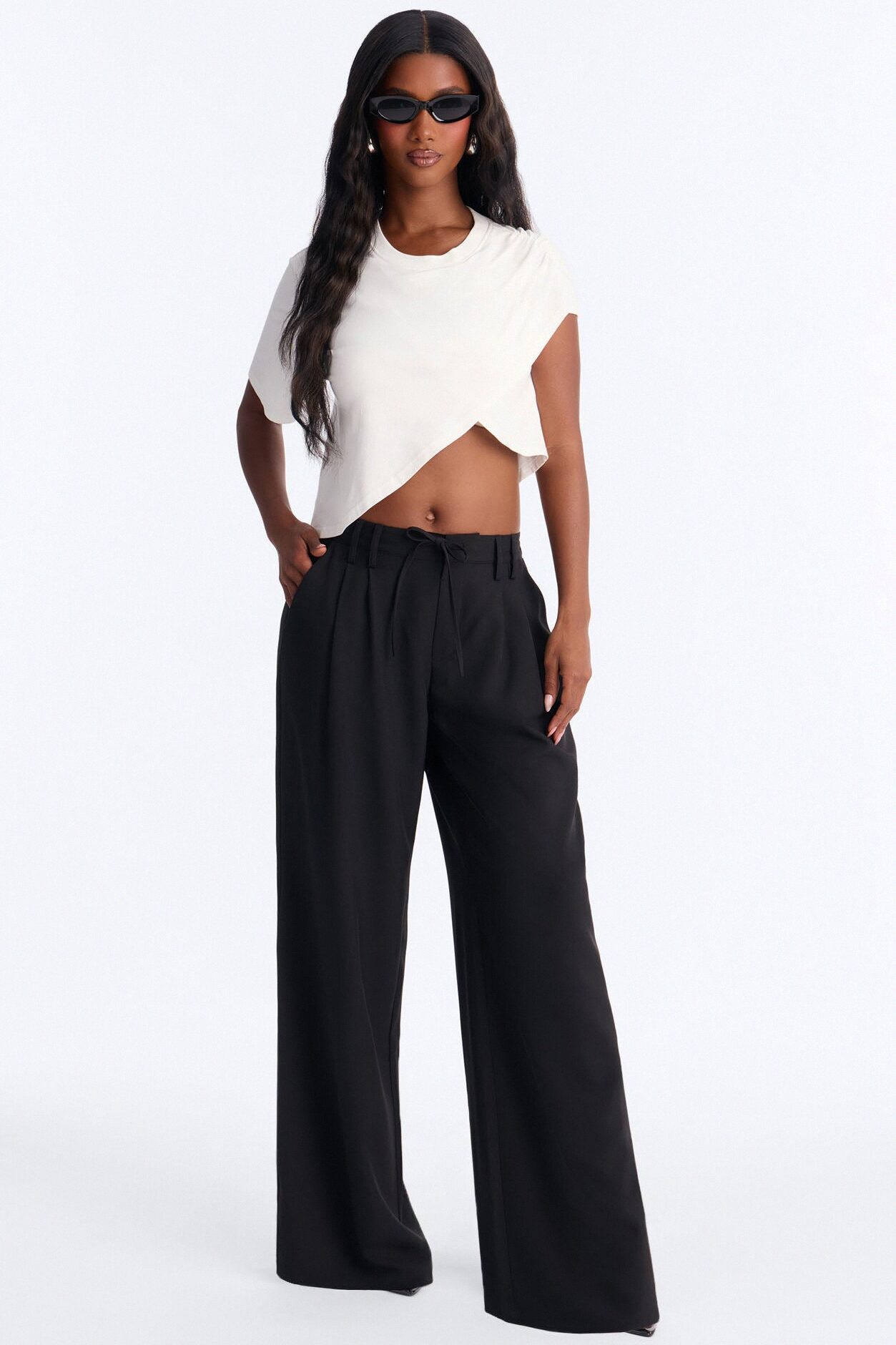 Cami Wide Leg Trouser Pant - Black