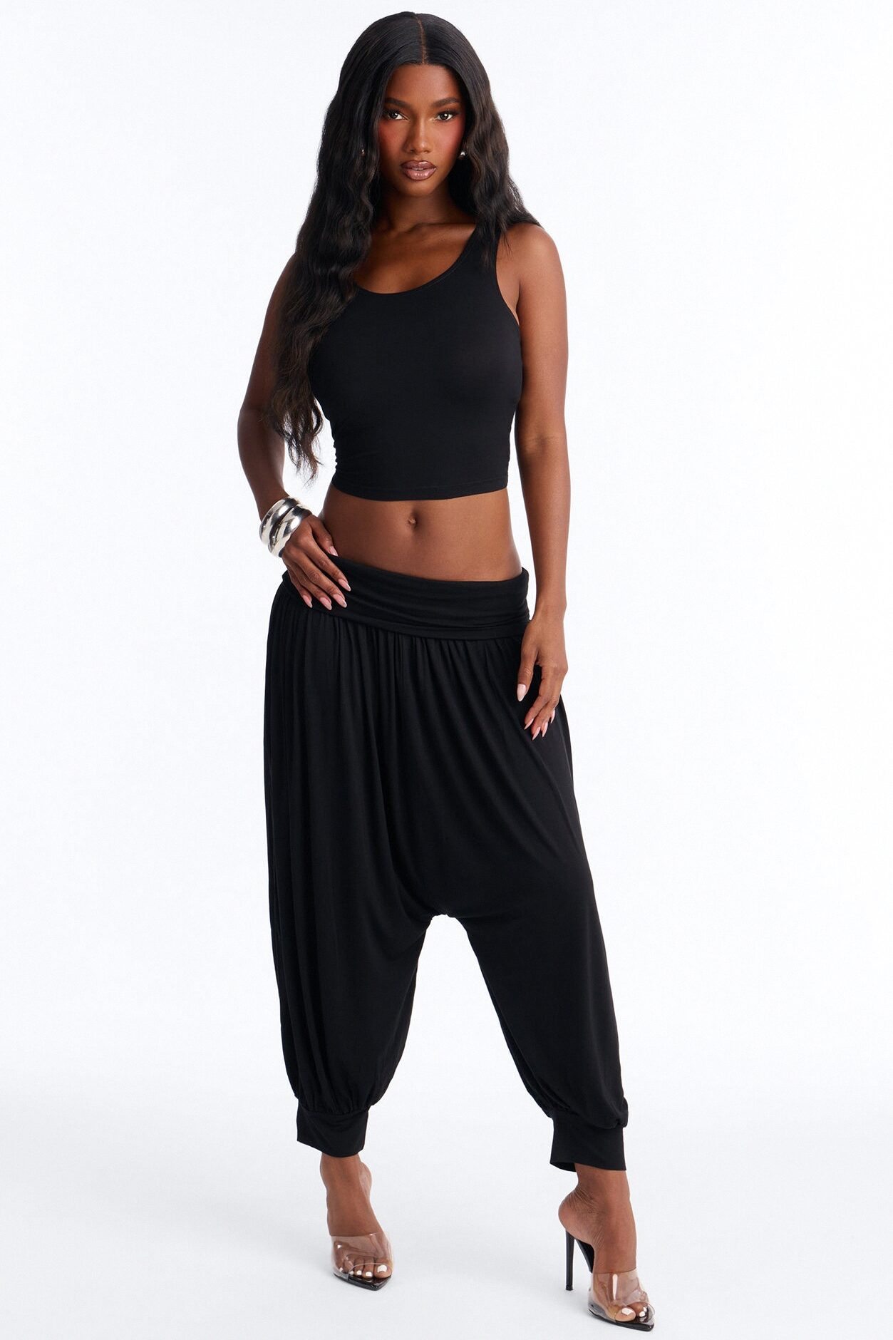 Moonchild Cropped Balloon Pant Set - Black