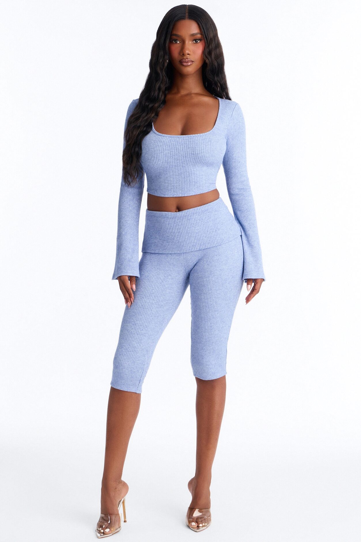 Paulina Thermal Capri Set - Blue