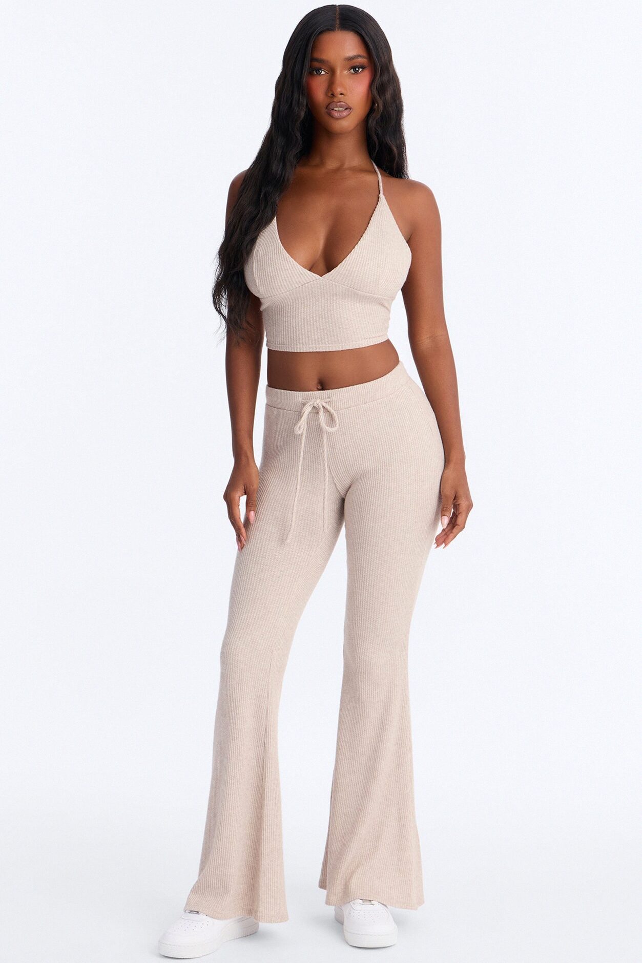 Molly Backless Flare Pant Set - Mocha