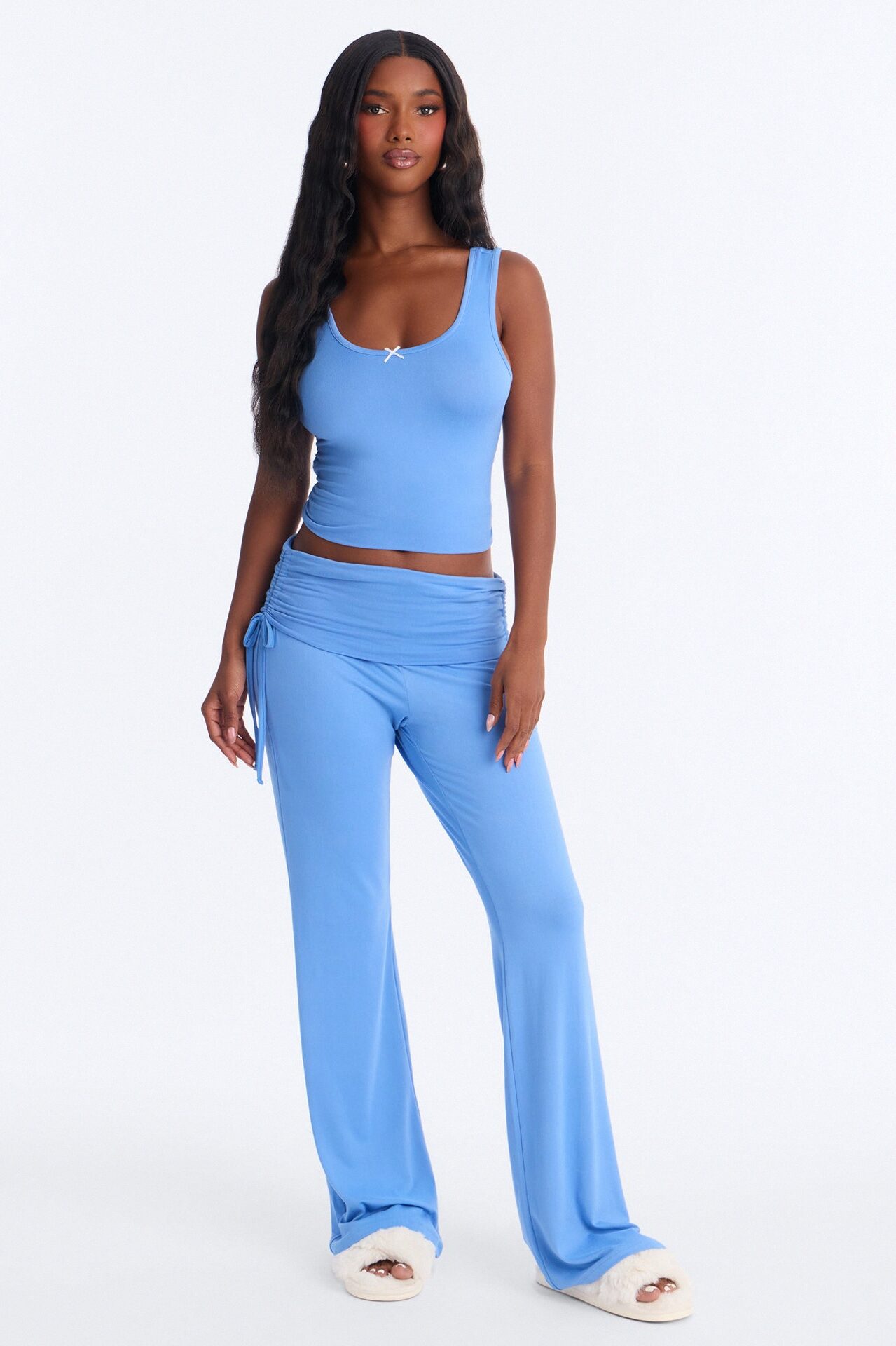Petty Dreams Tank PJ Foldover Pant Set - Blue