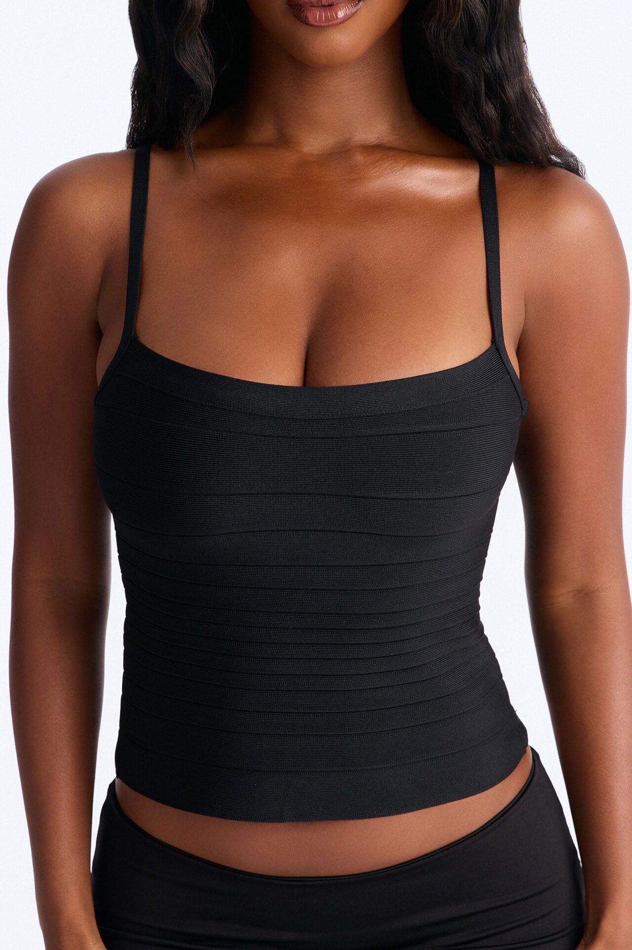 Jackie Bandage Square Neck Tank Top - Black