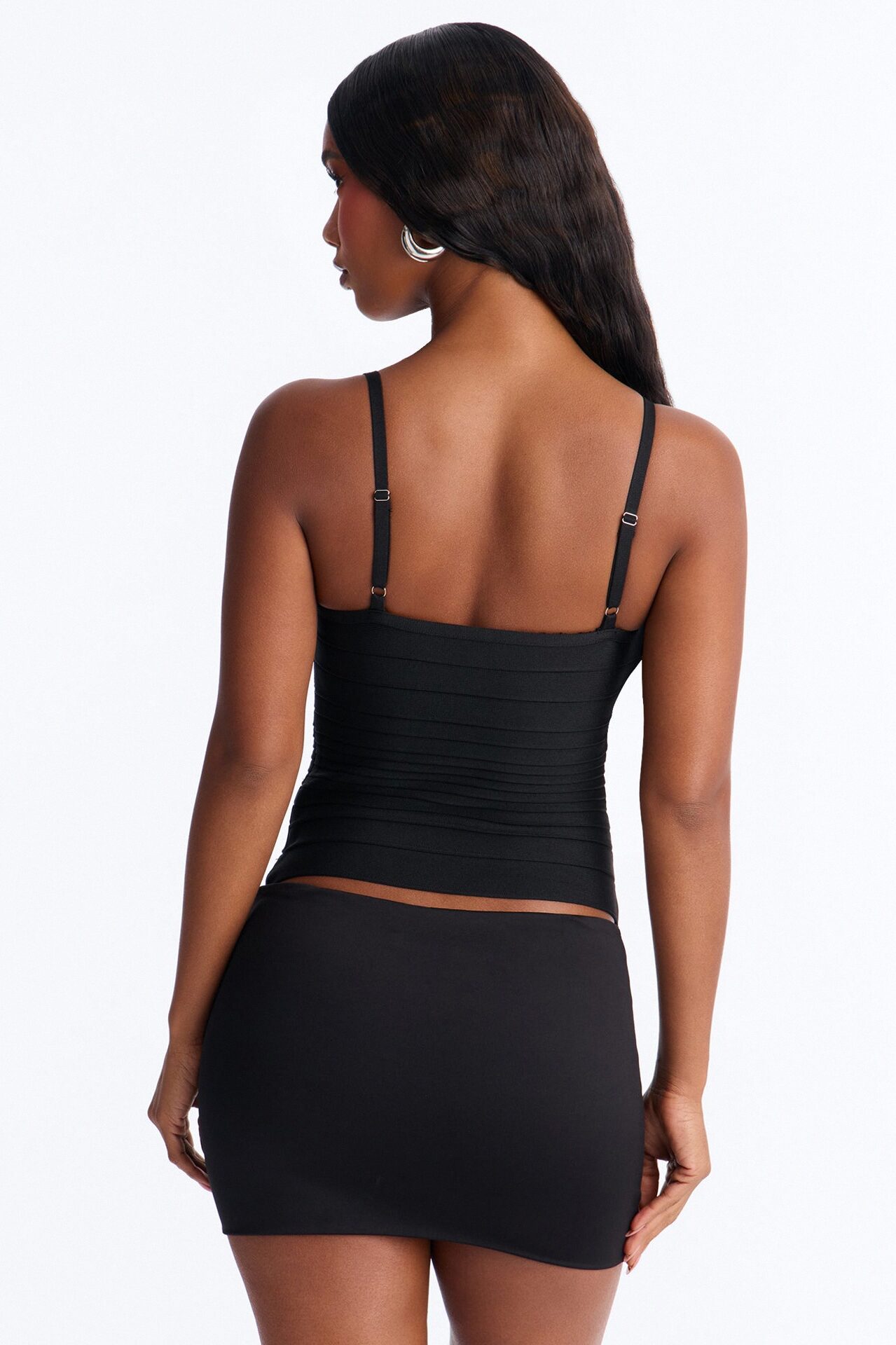 Jackie Bandage Square Neck Tank Top - Black