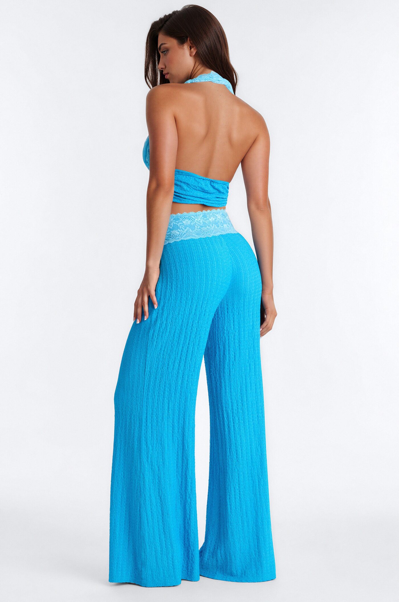 Devina Textured Pant Set - Aqua