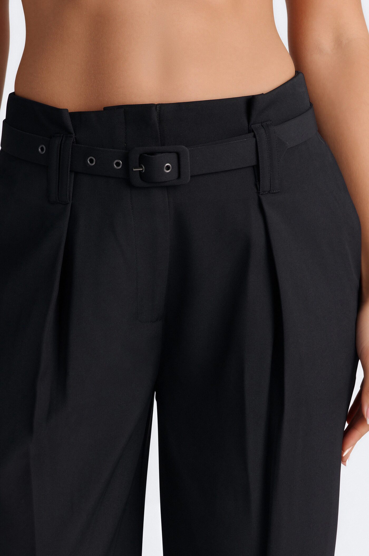 Nicole Belted Straight Leg Trouser - Black