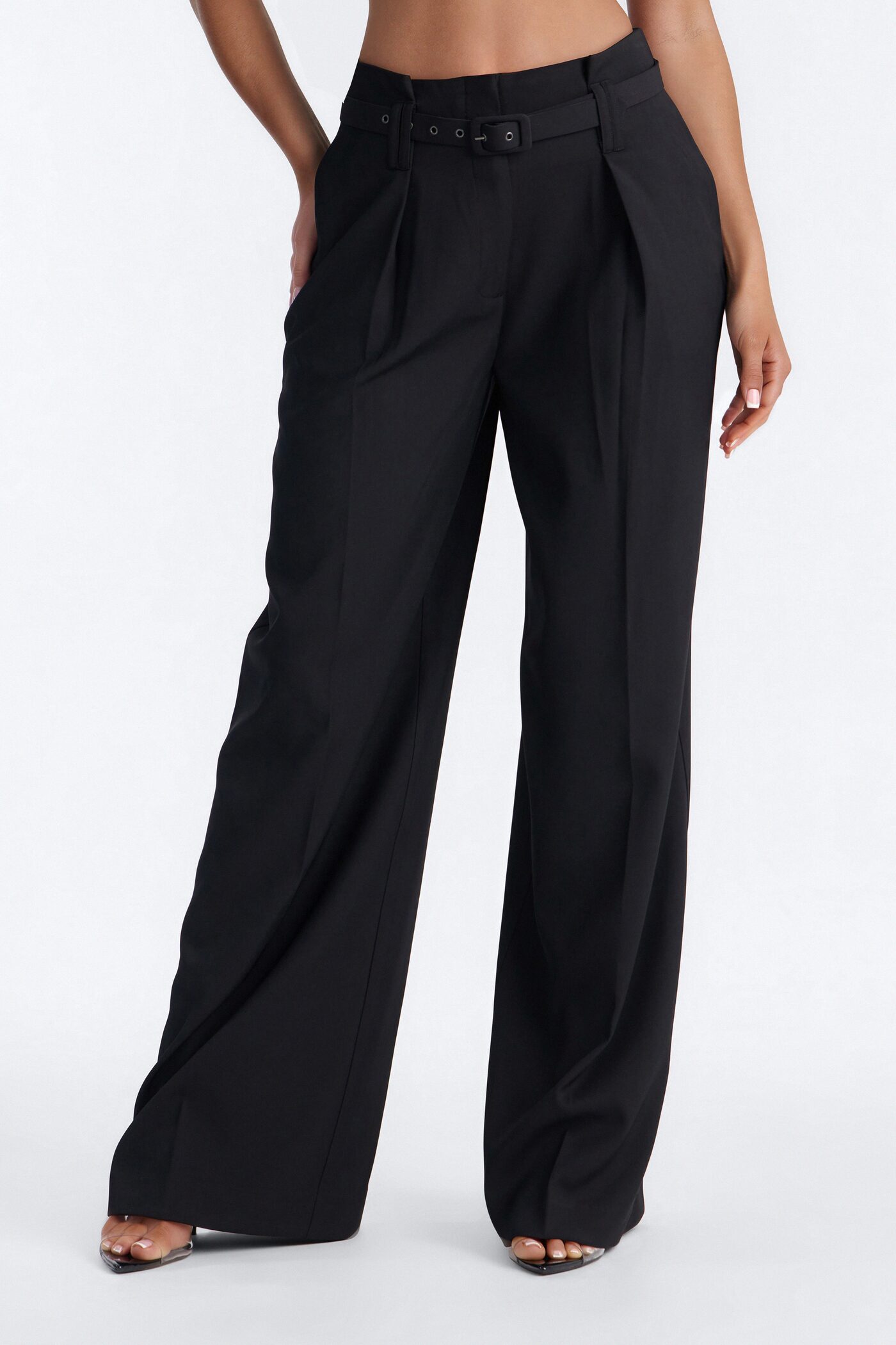 Nicole Belted Straight Leg Trouser - Black
