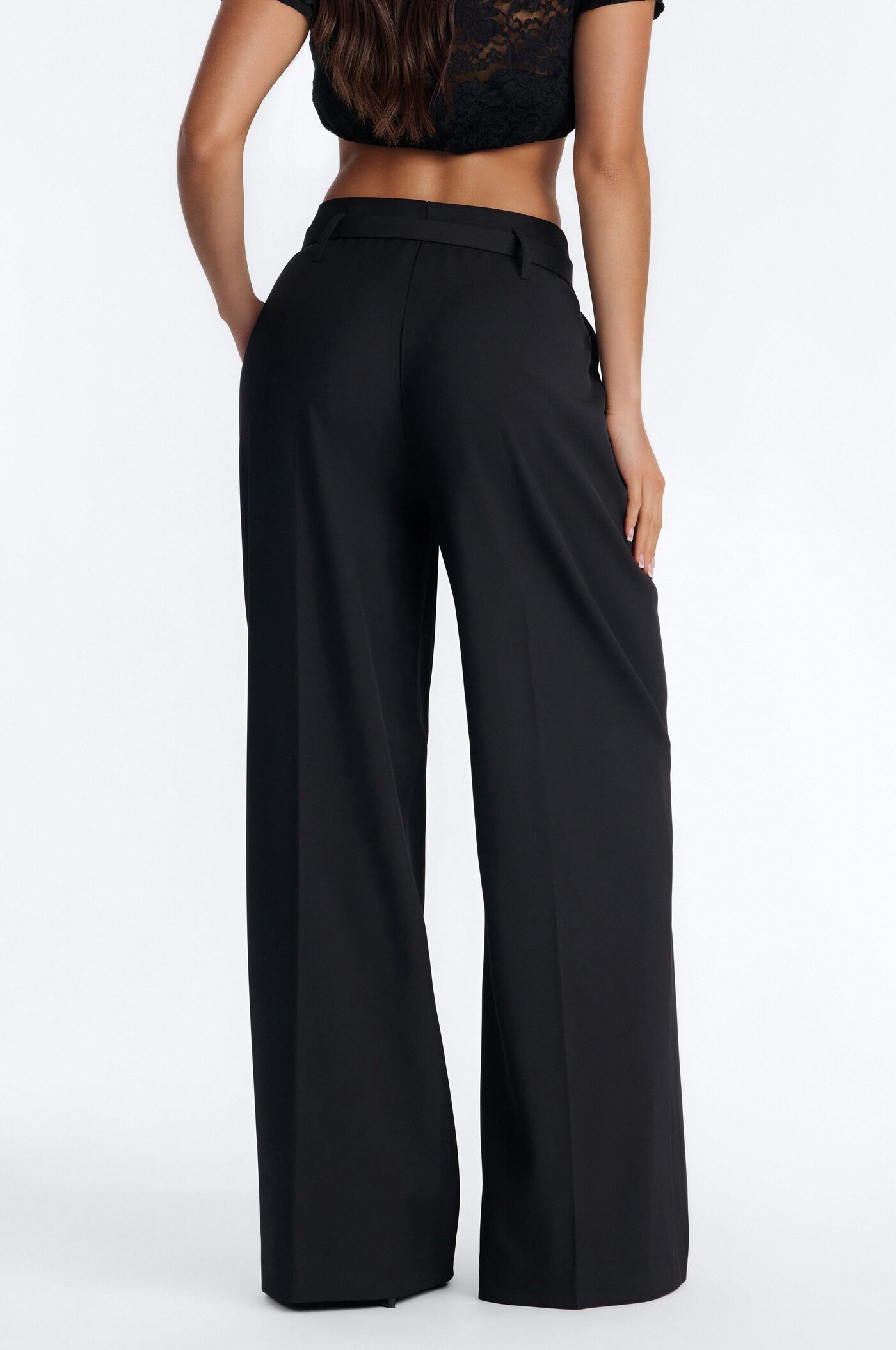 Nicole Belted Straight Leg Trouser - Black